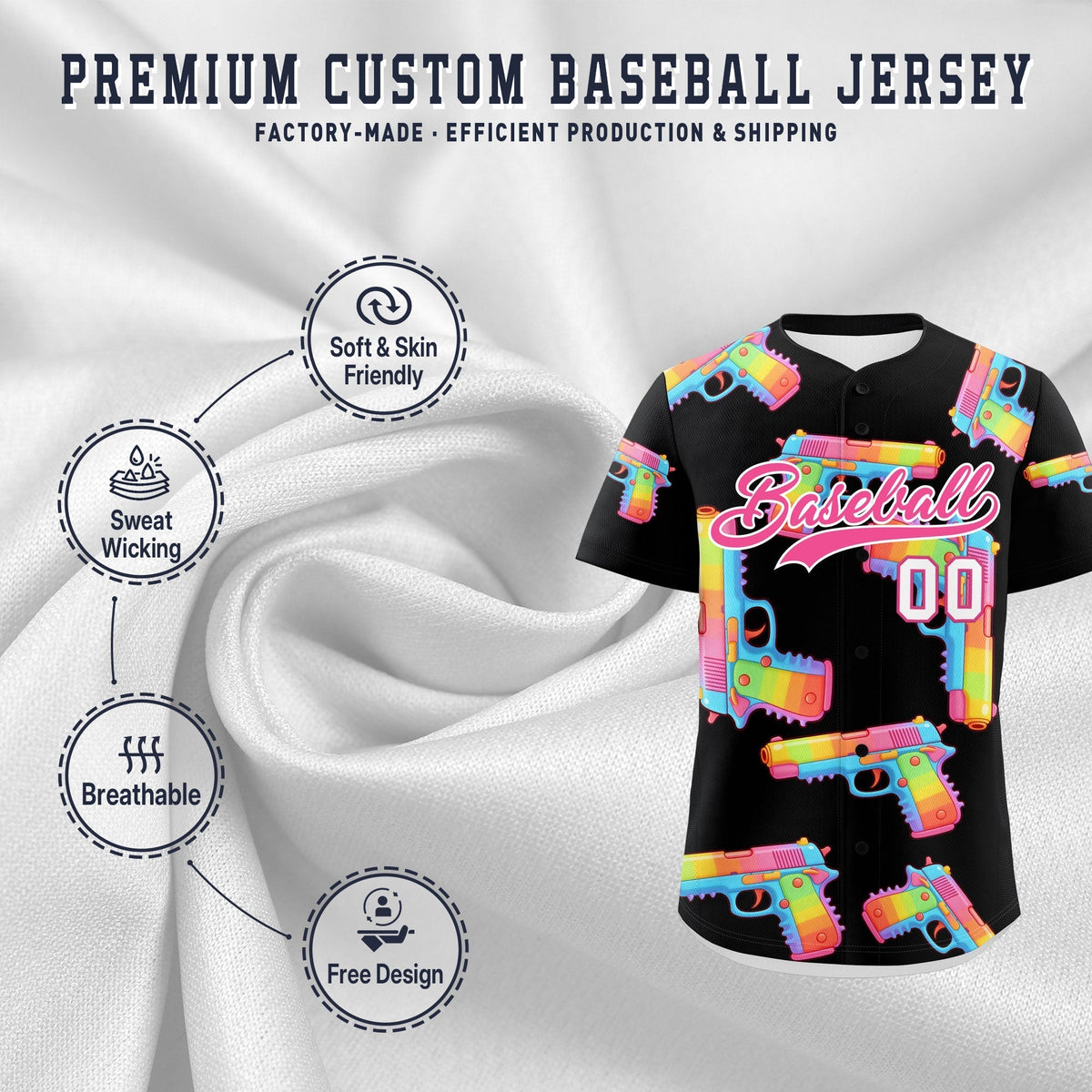 Custom Youth Baseball Jersey Black Pink Sugar-Coated Firepower Graffiti Pattern Hip-hop