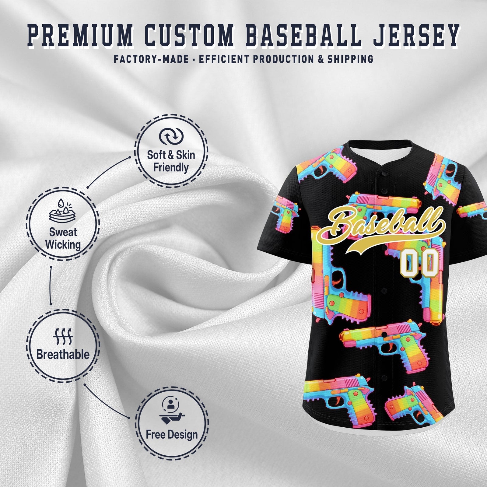 Custom Youth Baseball Jersey Black Old Gold Sugar-Coated Firepower Graffiti Pattern Street Style