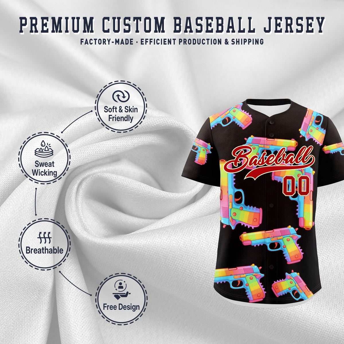 Custom Youth Baseball Jersey Brown Red Sugar-Coated Firepower Graffiti Pattern Urban Fashion