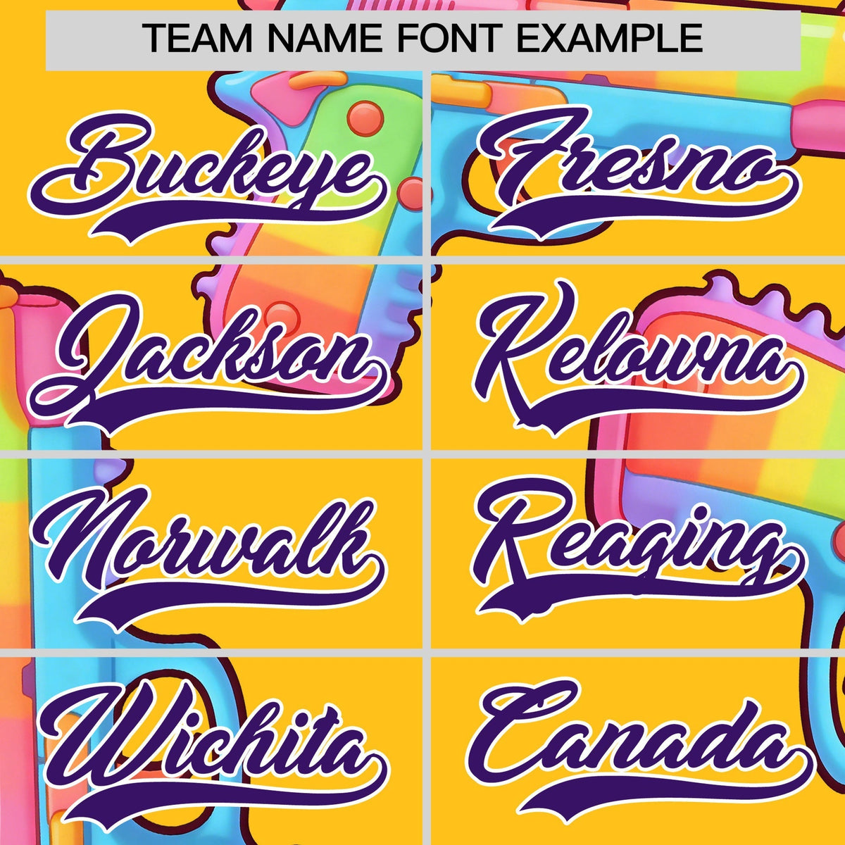 Custom Youth Baseball Jersey Yellow Purple Sugar-Coated Firepower Graffiti Pattern Urban Fashion