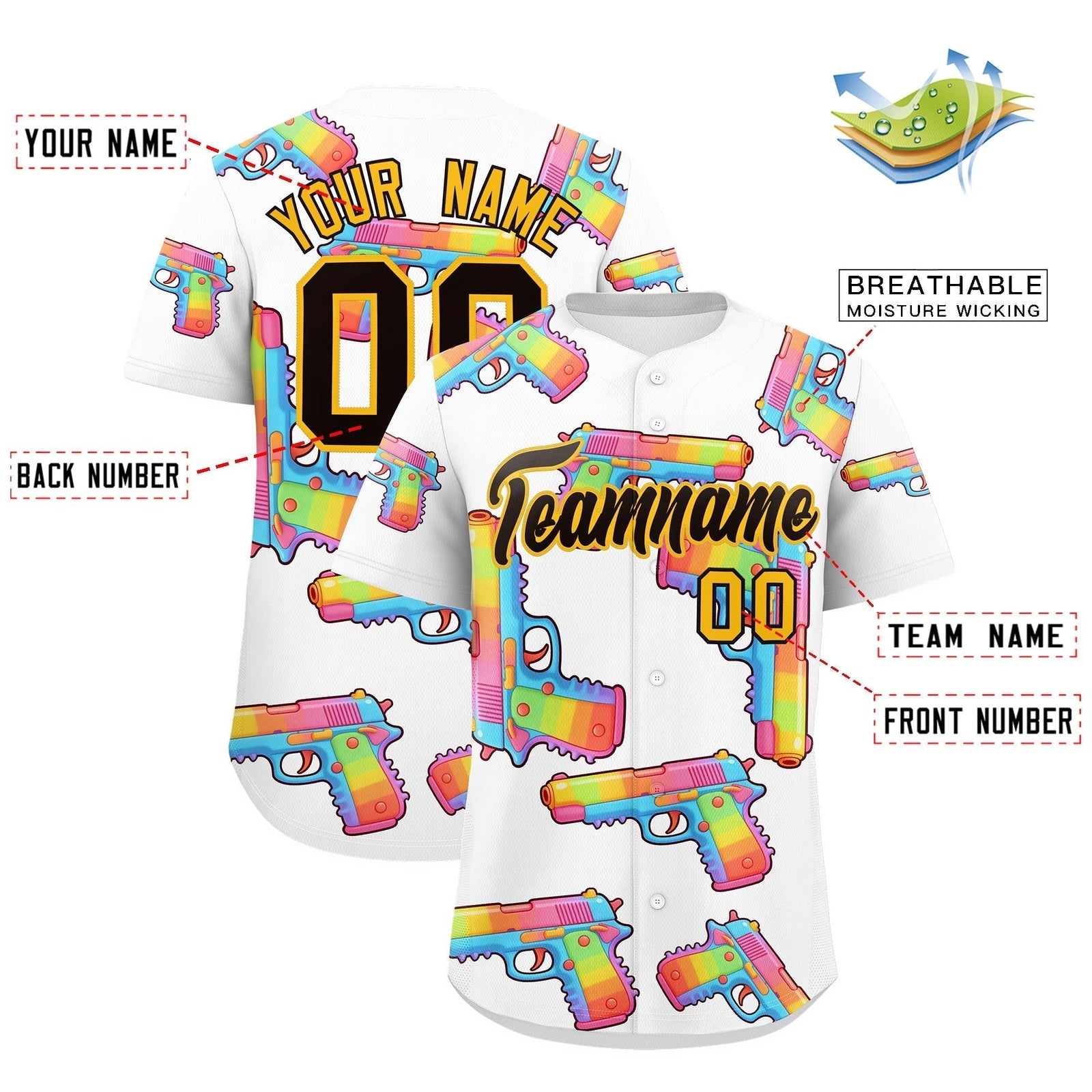 Custom Youth Baseball Jersey White Black Sugar-Coated Firepower Graffiti Pattern Hip-hop