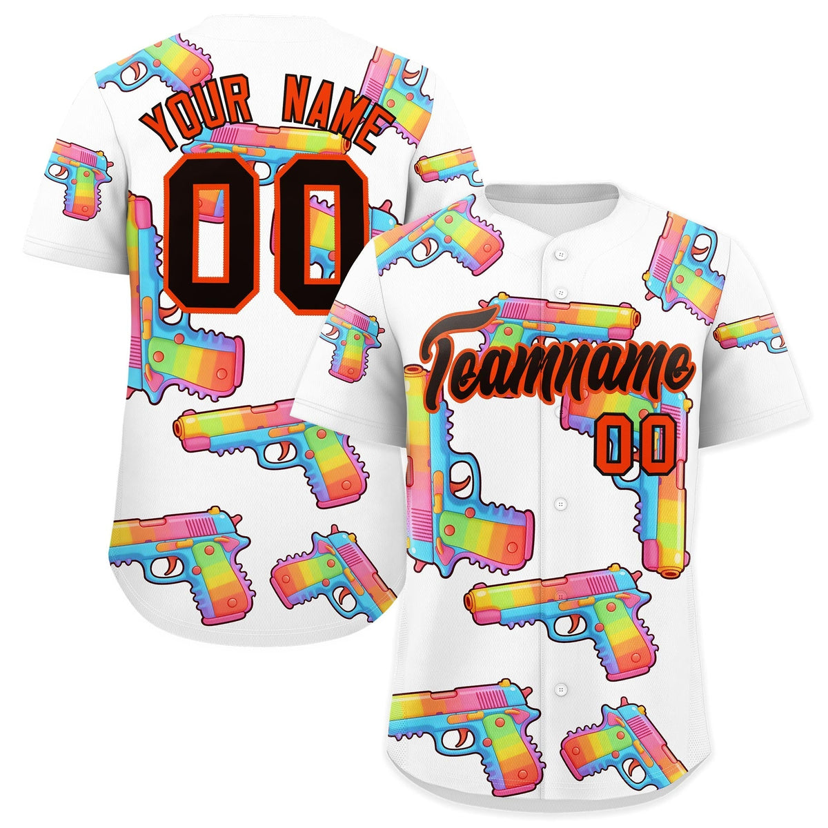 Custom Youth Baseball Jersey White Black Sugar-Coated Firepower Graffiti Pattern Urban Fashion