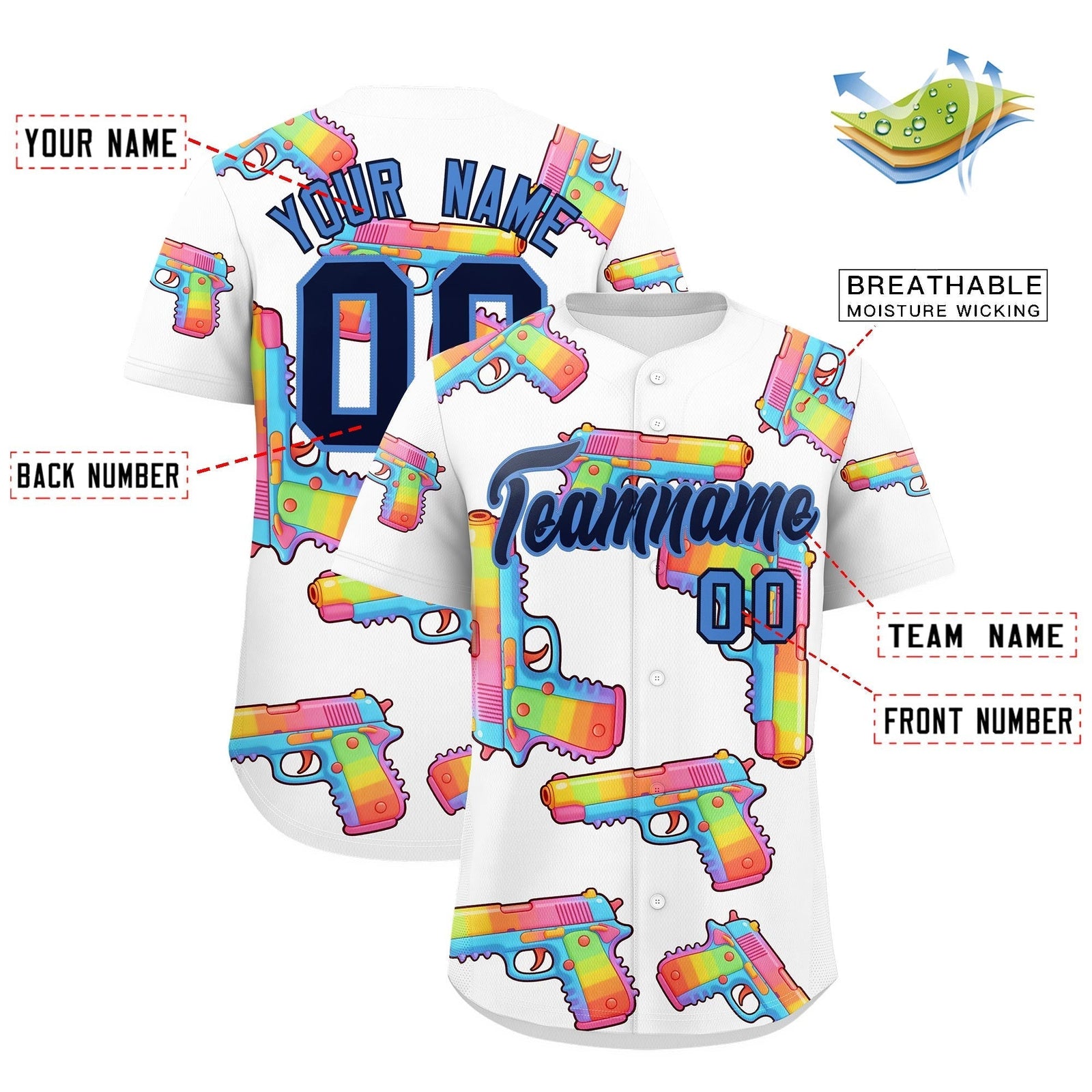 Custom Youth Baseball Jersey White Navy Sugar-Coated Firepower Graffiti Pattern Urban Fashion