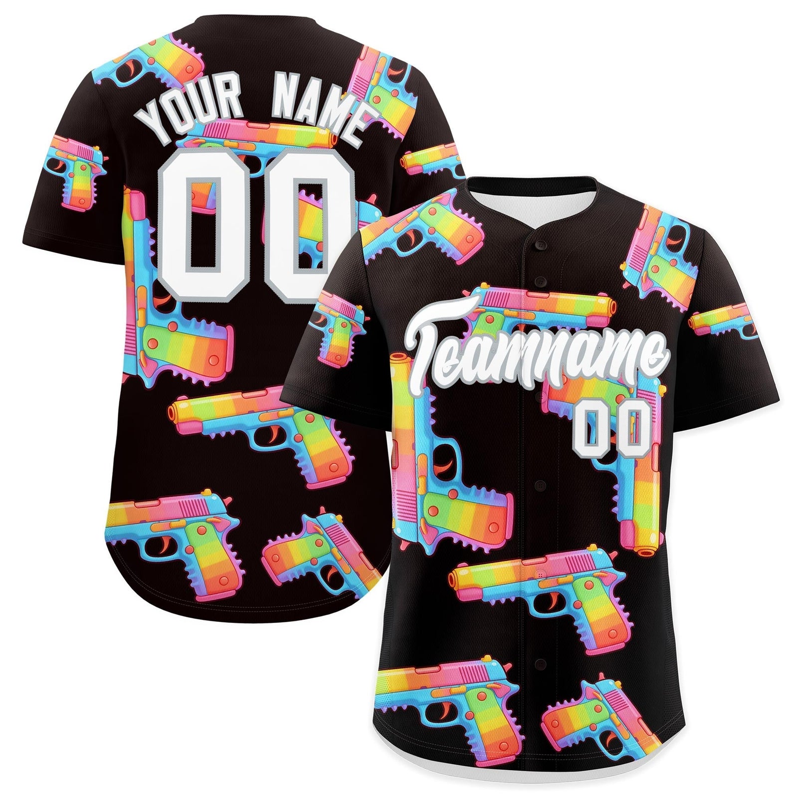 Custom Youth Baseball Jersey Brown White Sugar-Coated Firepower Graffiti Pattern Urban Fashion