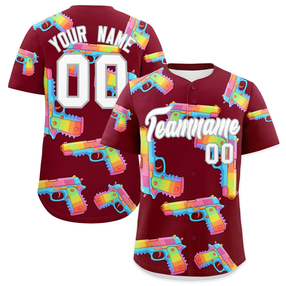 Custom Youth Baseball Jersey Crimson White Sugar-Coated Firepower Graffiti Pattern Hip-hop
