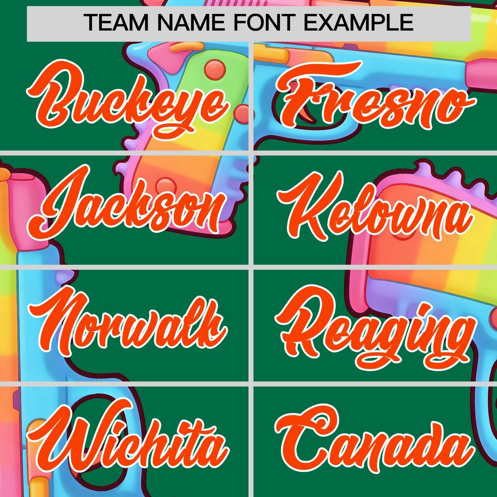 Custom Youth Baseball Jersey Kelly Green Orange Sugar-Coated Firepower Graffiti Pattern Street Style