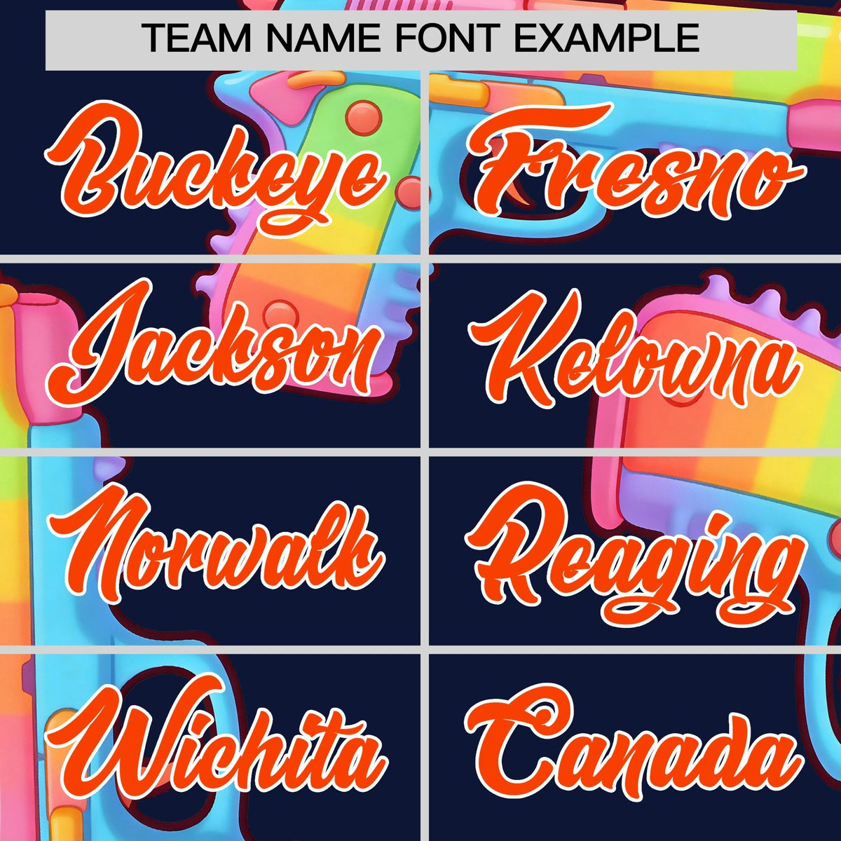 Custom Youth Baseball Jersey Navy Orange Sugar-Coated Firepower Graffiti Pattern Urban Fashion