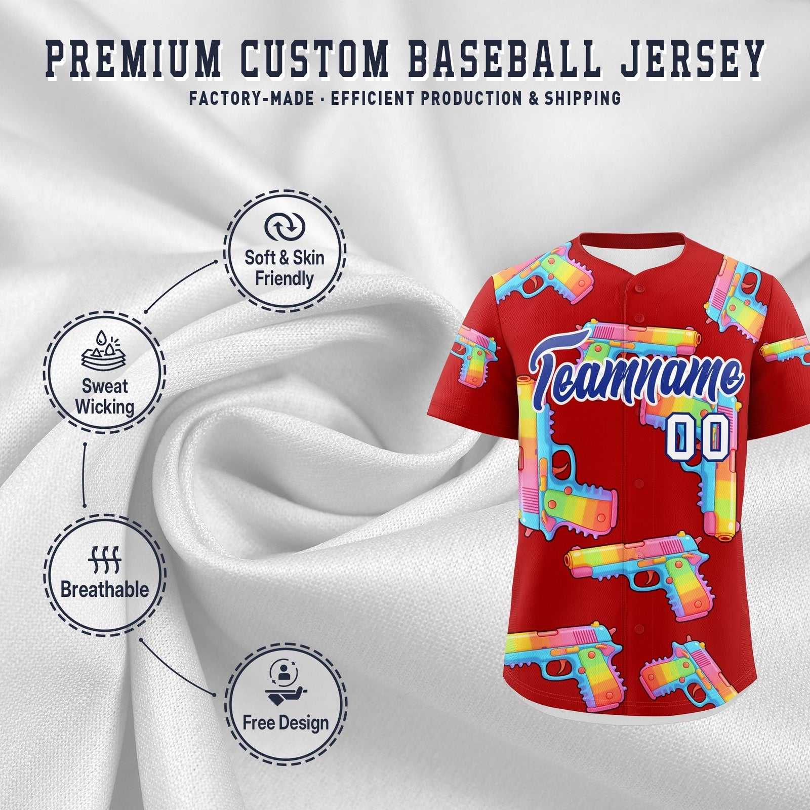 Custom Youth Baseball Jersey Red Royal Blue Sugar-Coated Firepower Graffiti Pattern Hip-hop
