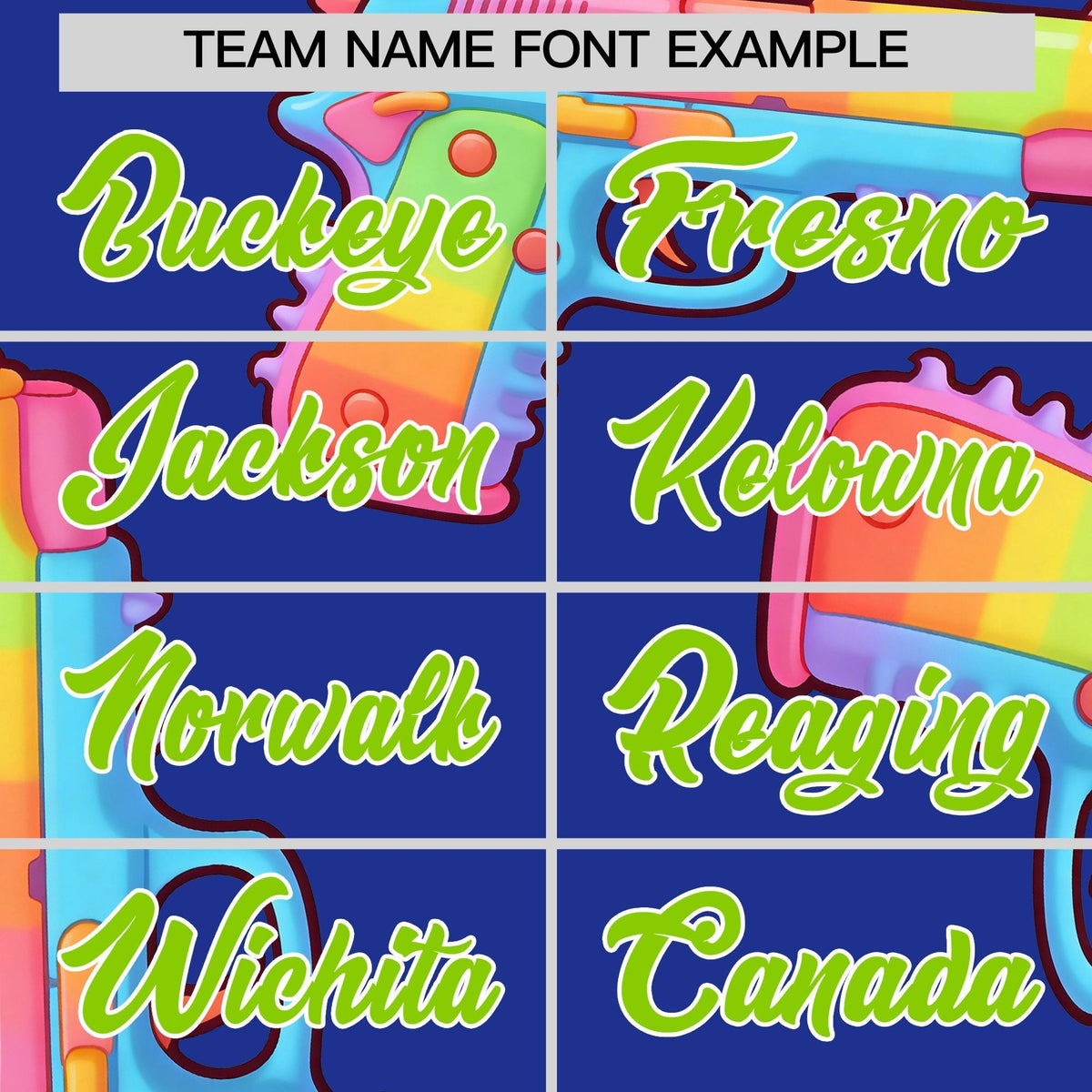 Custom Youth Baseball Jersey Royal Blue Neon Green Sugar-Coated Firepower Graffiti Pattern Hip-hop