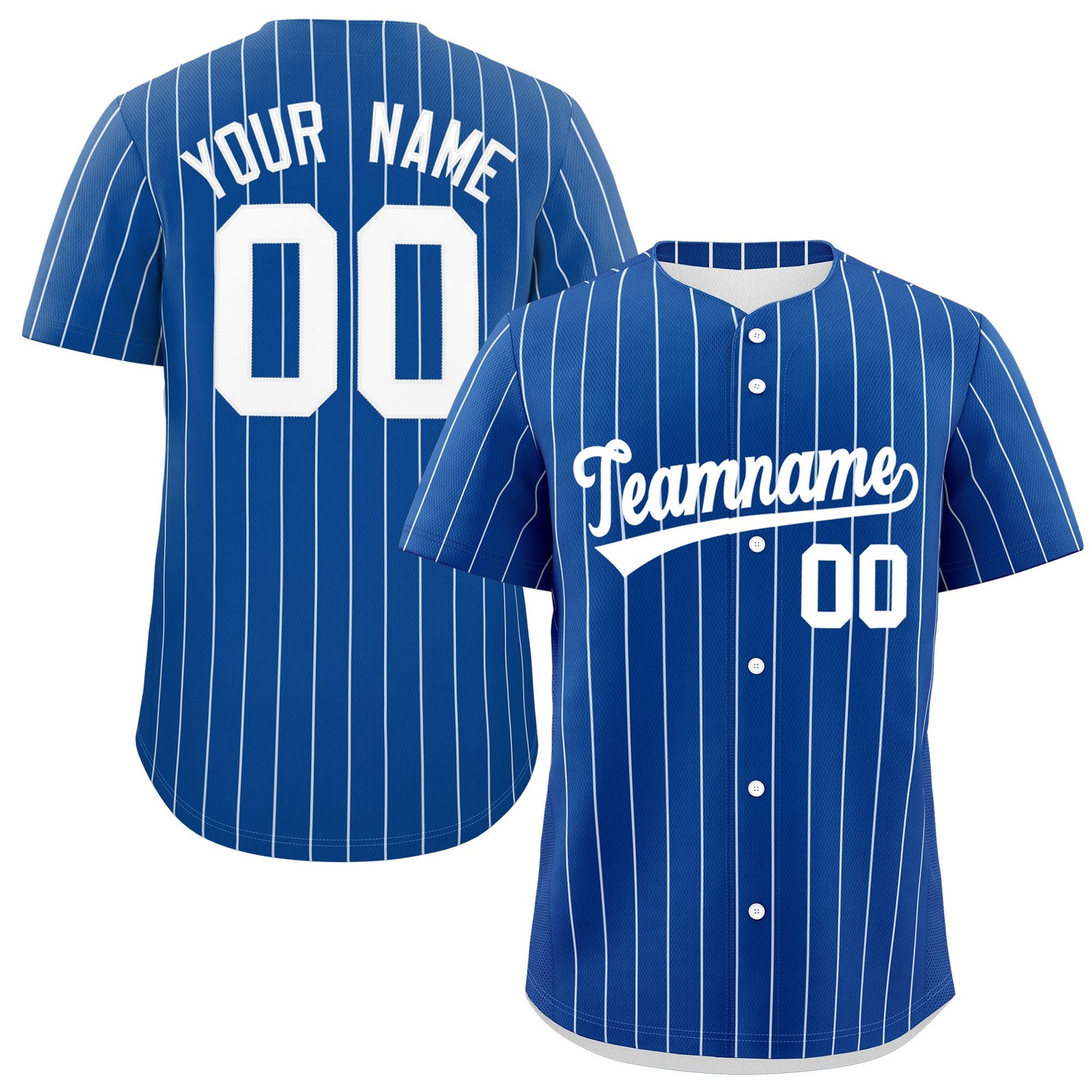 Custom White Royal Pinstripe Personalized Two-Tone Authentic Baseball Jersey