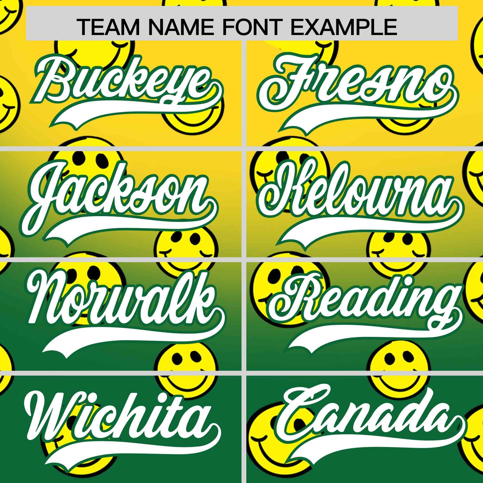 Custom Gold Kelly Green Graffiti Gradient Pattern Authentic Smile Baseball Jersey