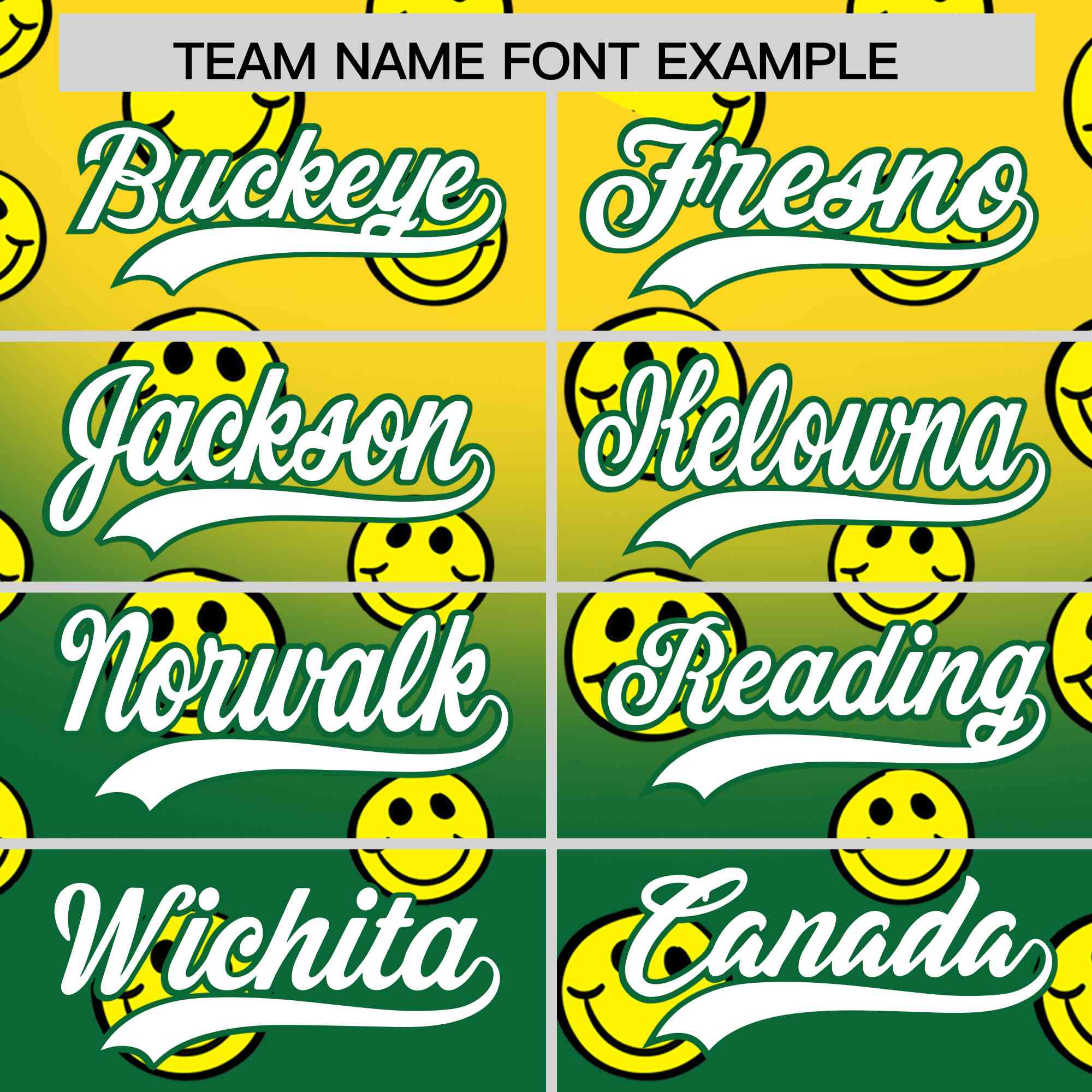 Custom Gold Kelly Green Graffiti Gradient Pattern Authentic Smile Baseball Jersey
