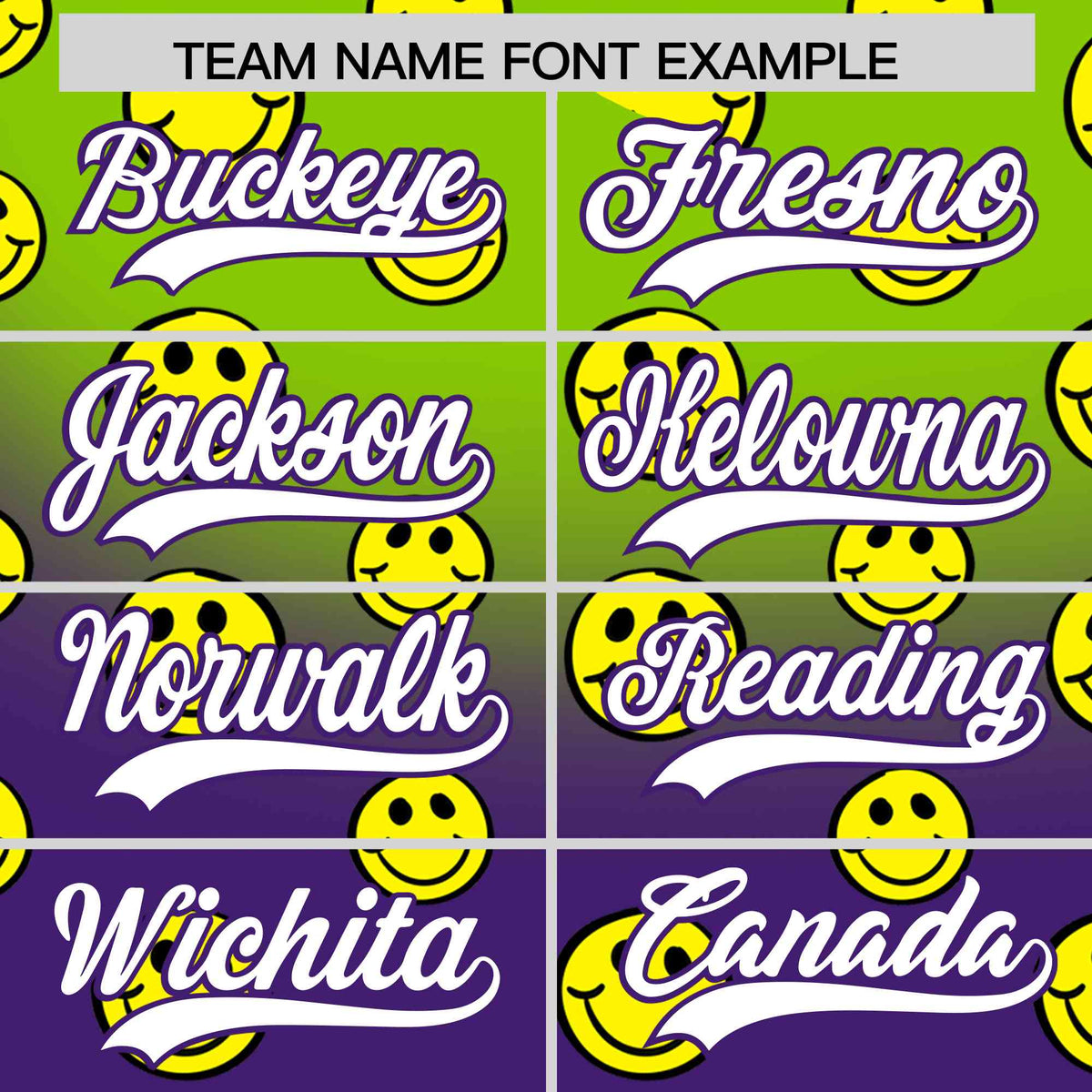 Custom Neon Green Purple Graffiti Gradient Pattern Authentic Smile Baseball Jersey