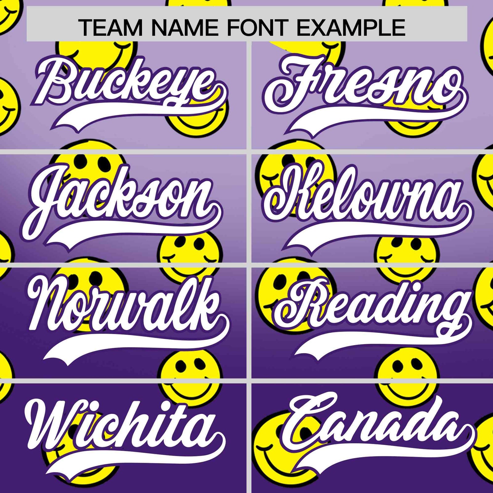 Custom Light Purple Purple Graffiti Gradient Pattern Authentic Smile Baseball Jersey