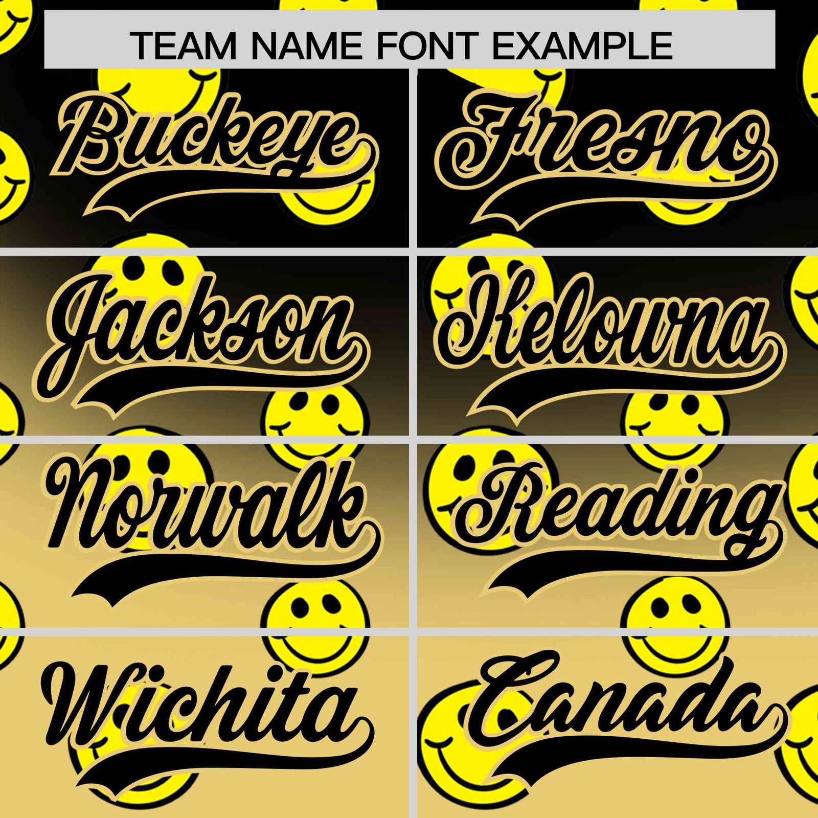 Custom Black Old Gold Graffiti Gradient Pattern Authentic Smile Baseball Jersey
