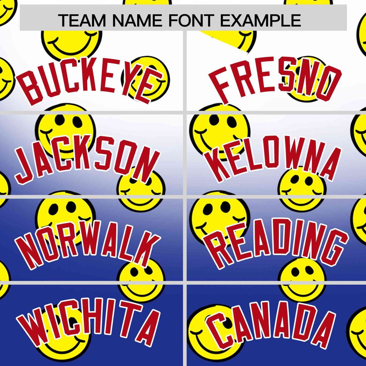 Custom White Royal Graffiti Gradient Pattern Authentic Smile Baseball Jersey