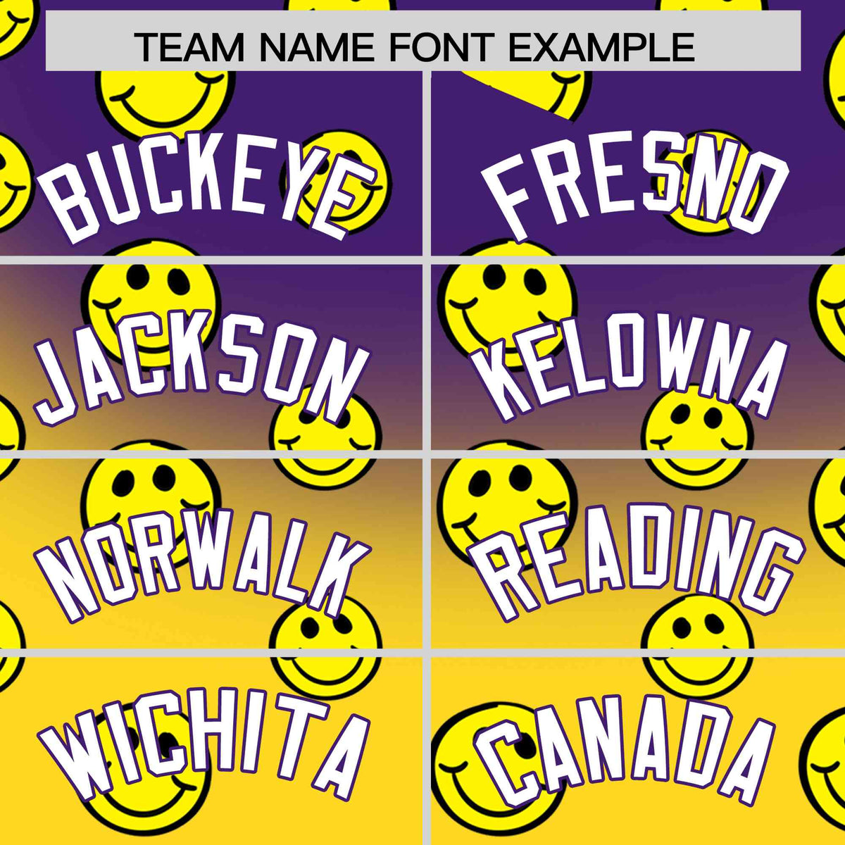 Custom Purple Gold Graffiti Gradient Pattern Authentic Smile Baseball Jersey