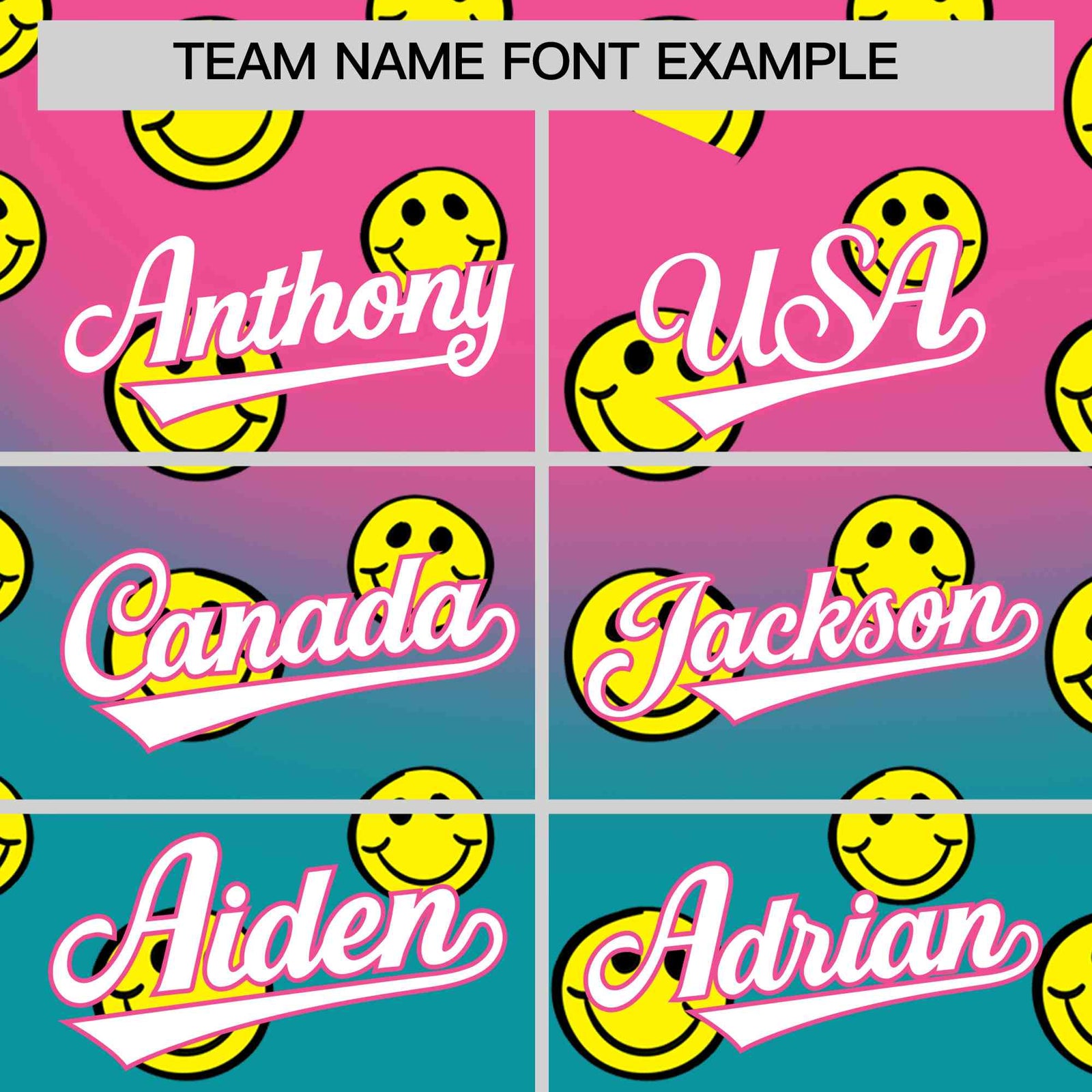 Custom Pink Aqua Graffiti Gradient Pattern Authentic Smile Baseball Jersey