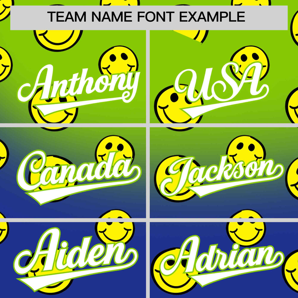 Custom Neon Green Royal Graffiti Gradient Pattern Authentic Smile Baseball Jersey