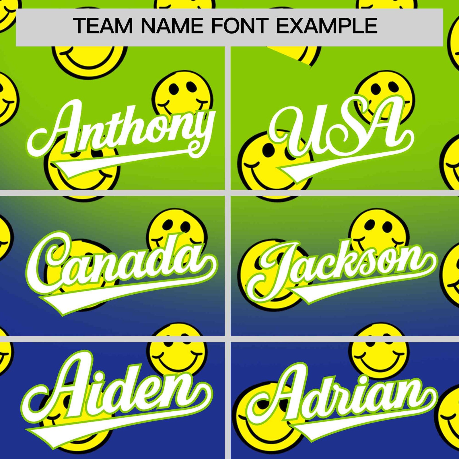 Custom Neon Green Royal Graffiti Gradient Pattern Authentic Smile Baseball Jersey