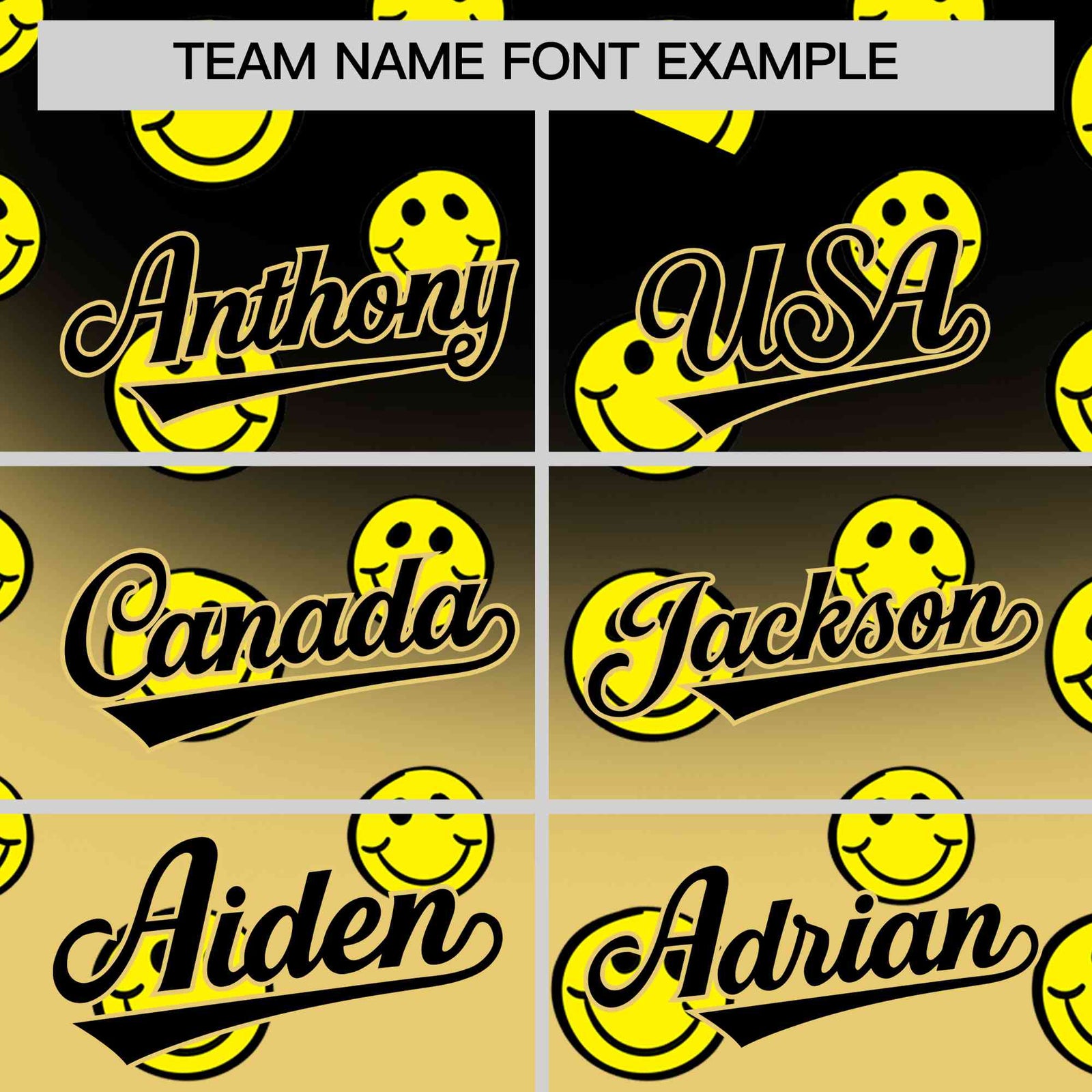 Custom Black Old Gold Graffiti Gradient Pattern Authentic Smile Baseball Jersey