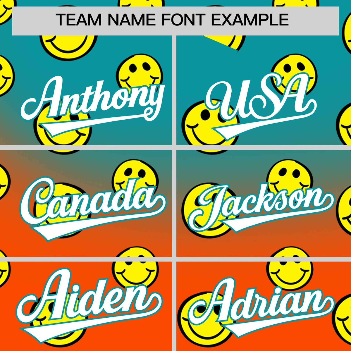 Custom Aqua Orange Graffiti Gradient Pattern Authentic Smile Baseball Jersey