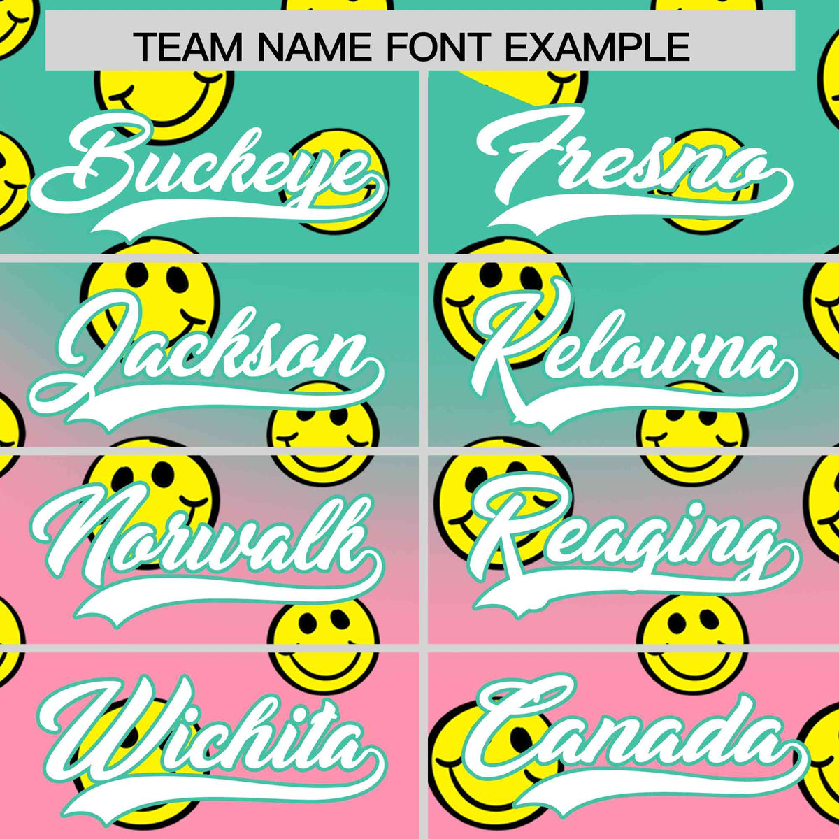 Custom Bright Green Light Pink Graffiti Gradient Pattern Authentic Smile Baseball Jersey