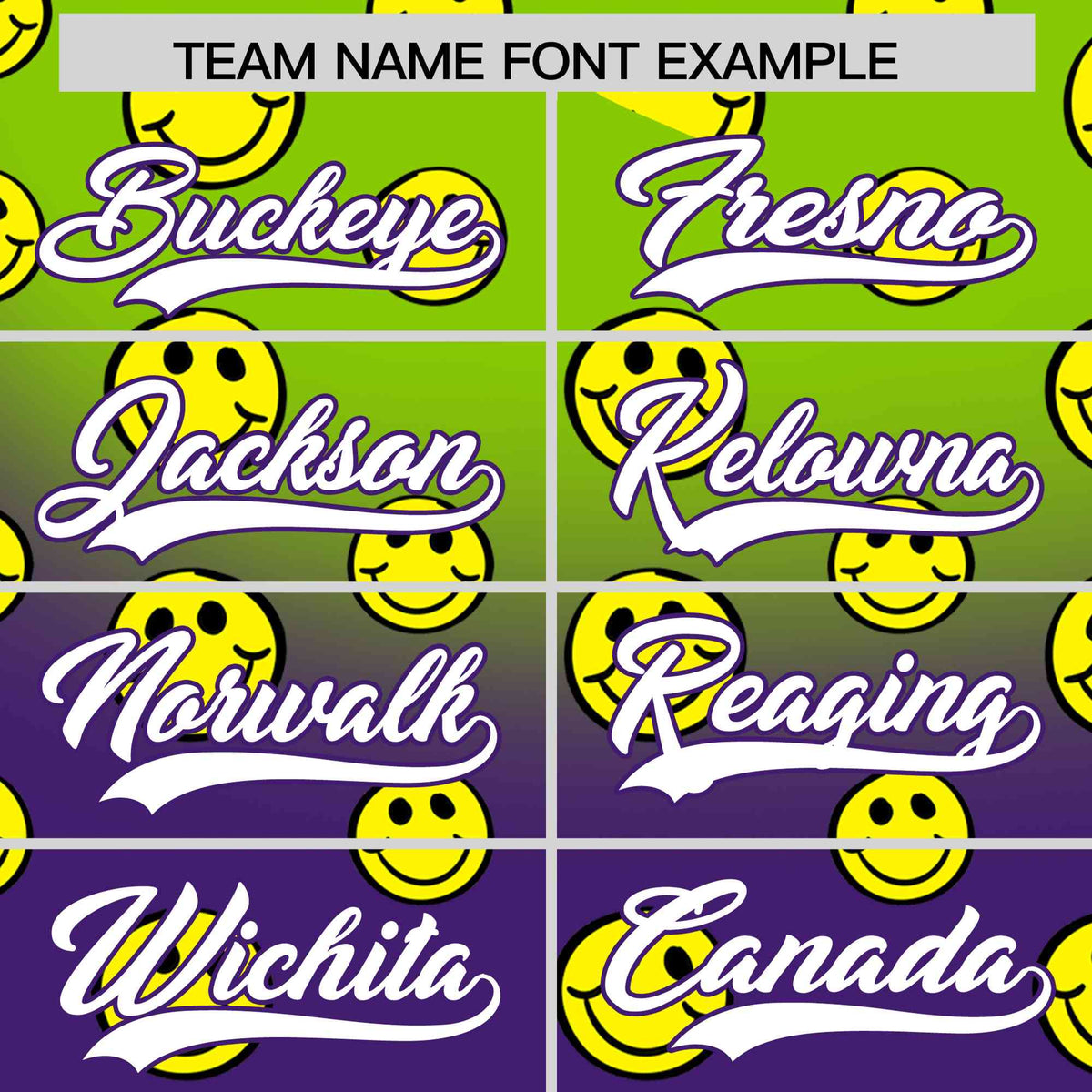 Custom Neon Green Purple Graffiti Gradient Pattern Authentic Smile Baseball Jersey