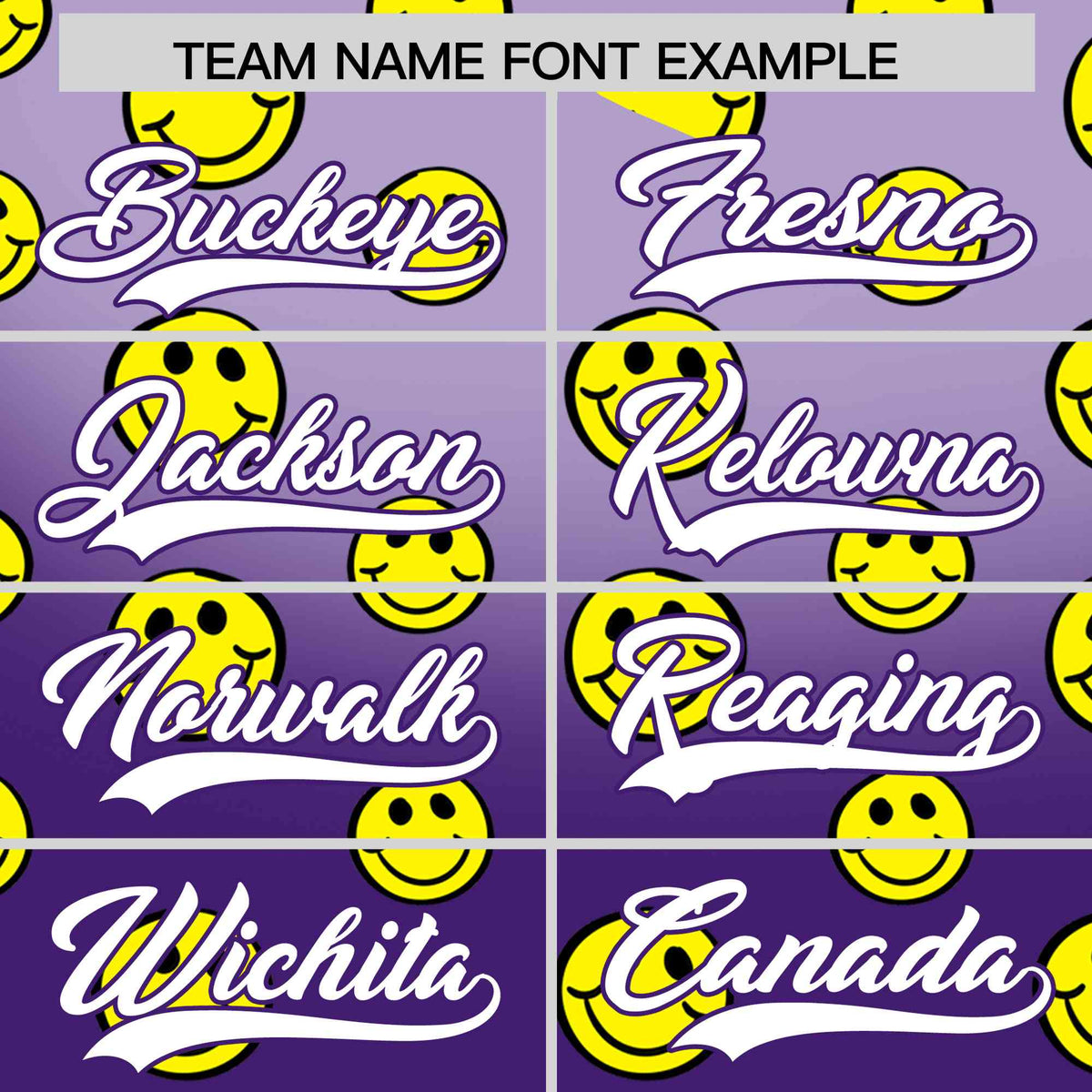 Custom Light Purple Purple Graffiti Gradient Pattern Authentic Smile Baseball Jersey