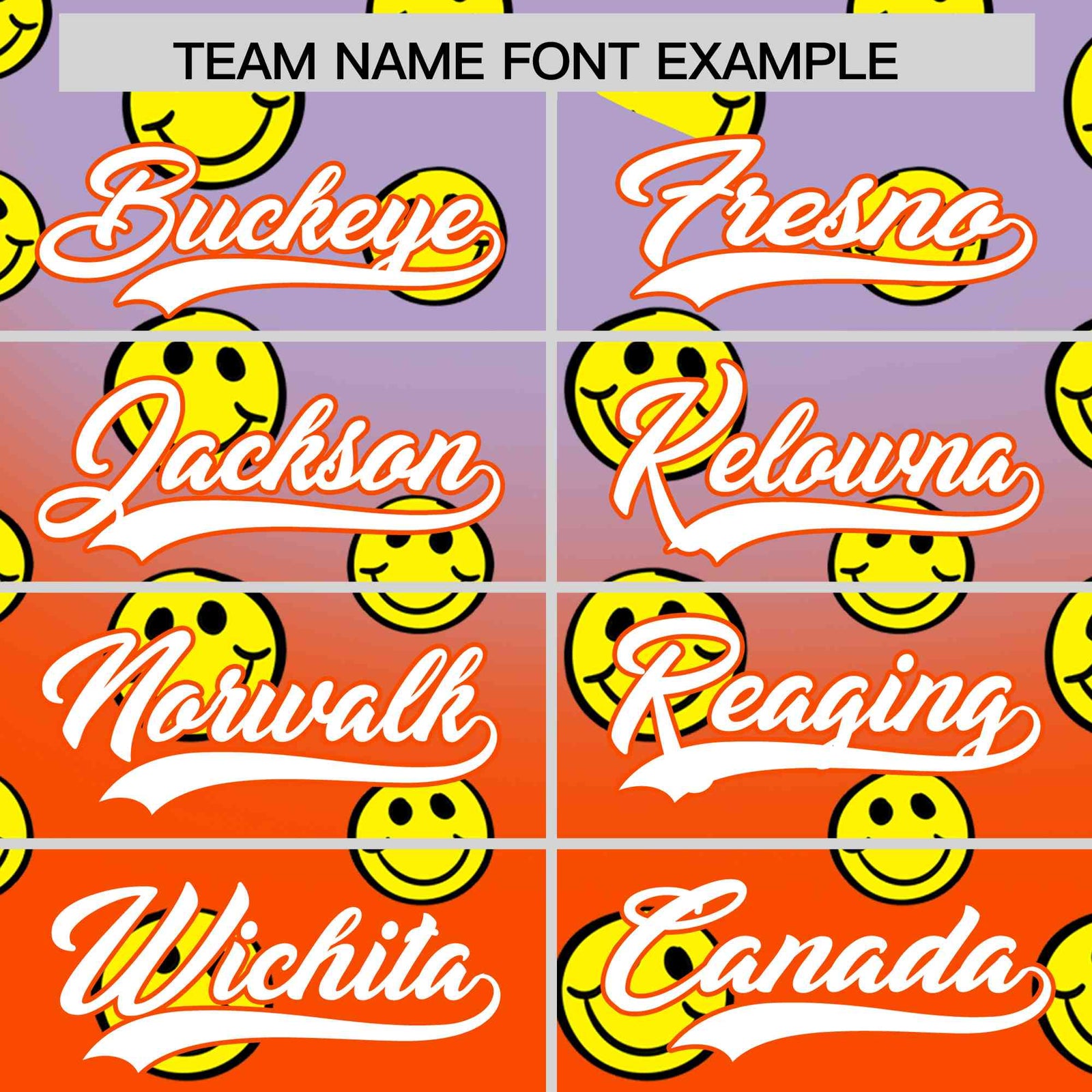 Custom Light Purple Orange Graffiti Gradient Pattern Authentic Smile Baseball Jersey