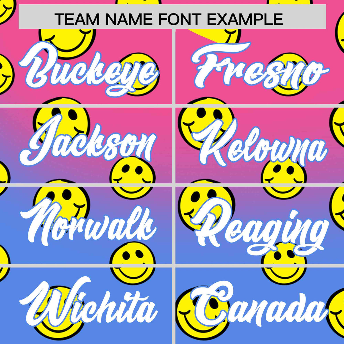 Custom Pink Light Blue Graffiti Gradient Pattern Authentic Smile Baseball Jersey