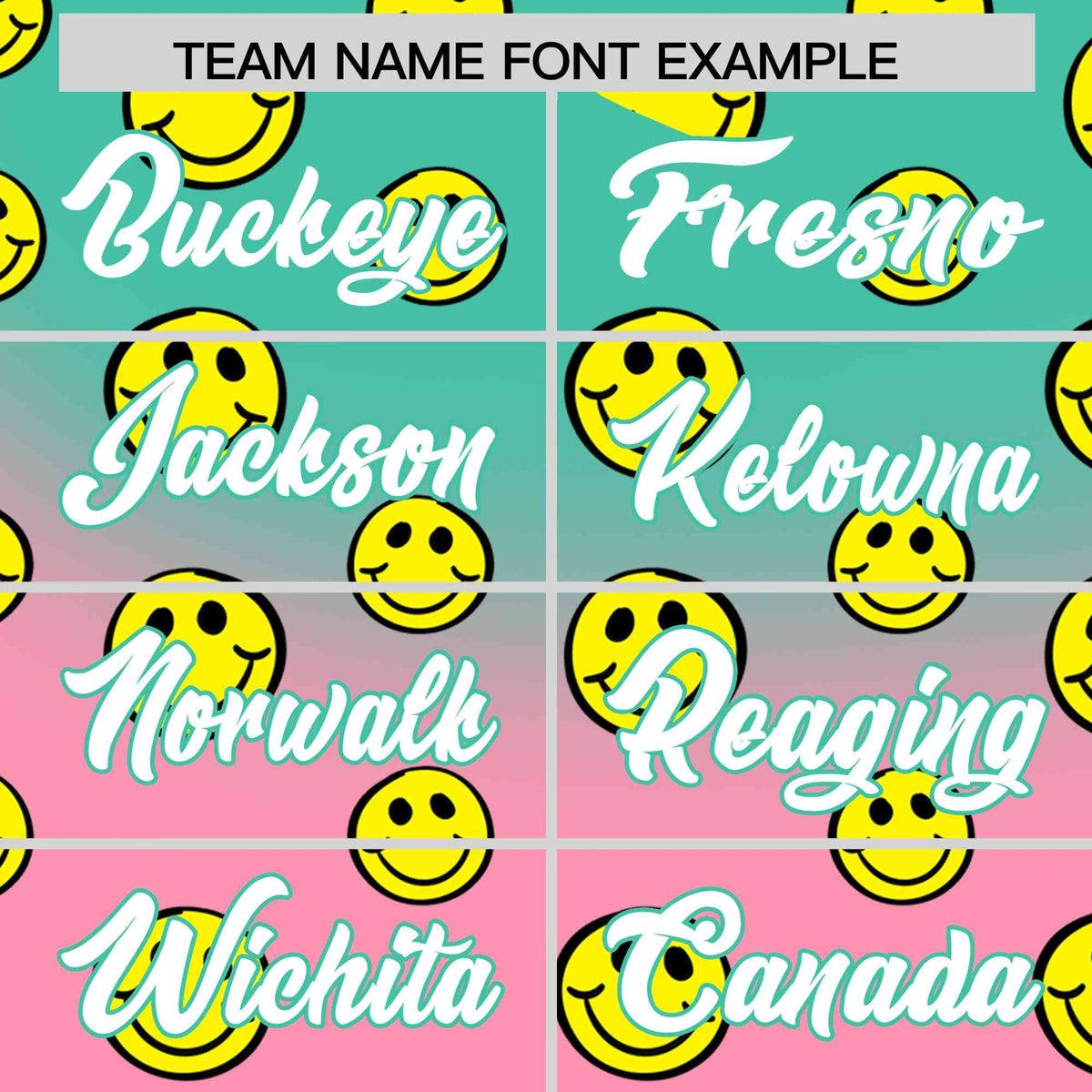 Custom Bright Green Light Pink Graffiti Gradient Pattern Authentic Smile Baseball Jersey