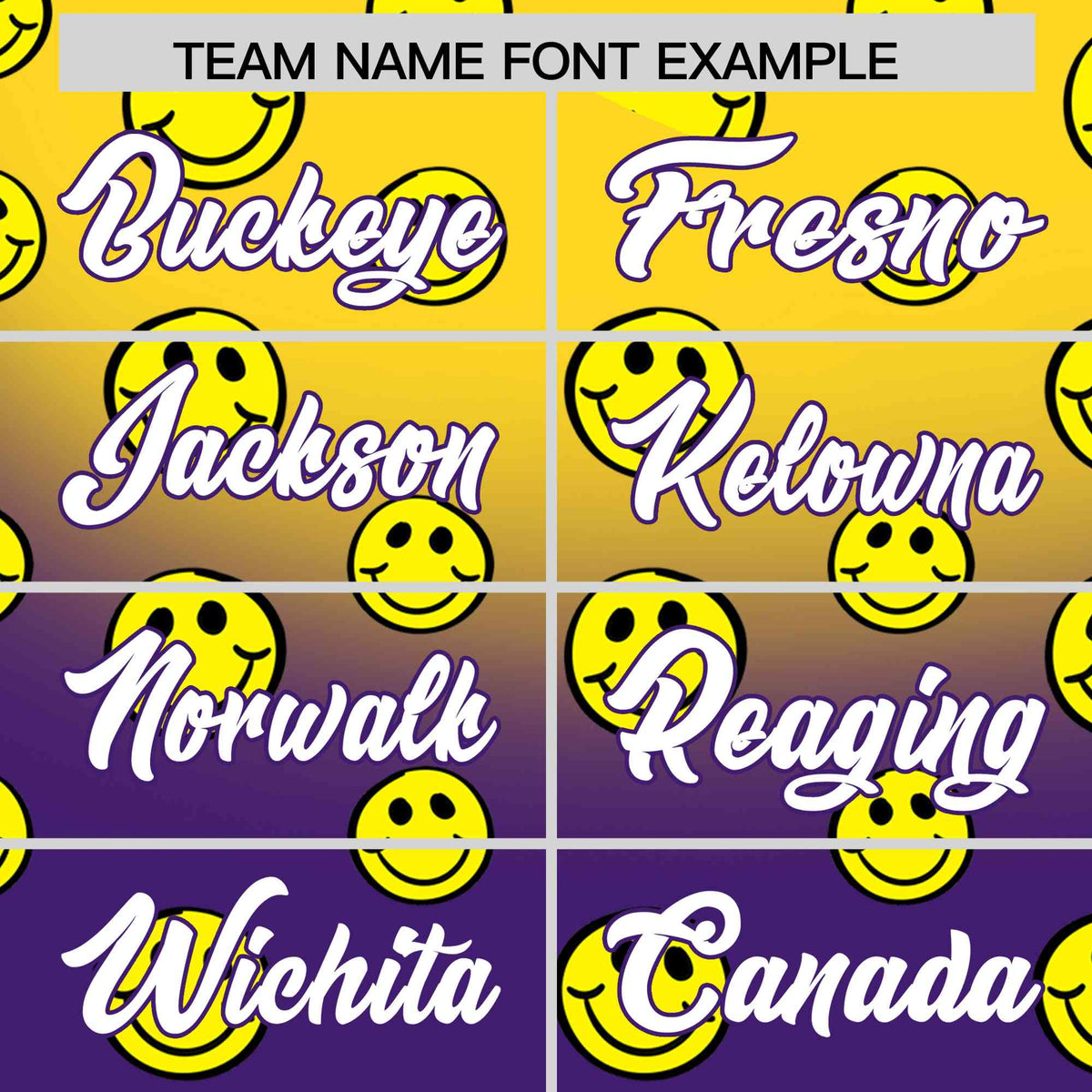 Custom Gold Purple Graffiti Gradient Pattern Authentic Smile Baseball Jersey