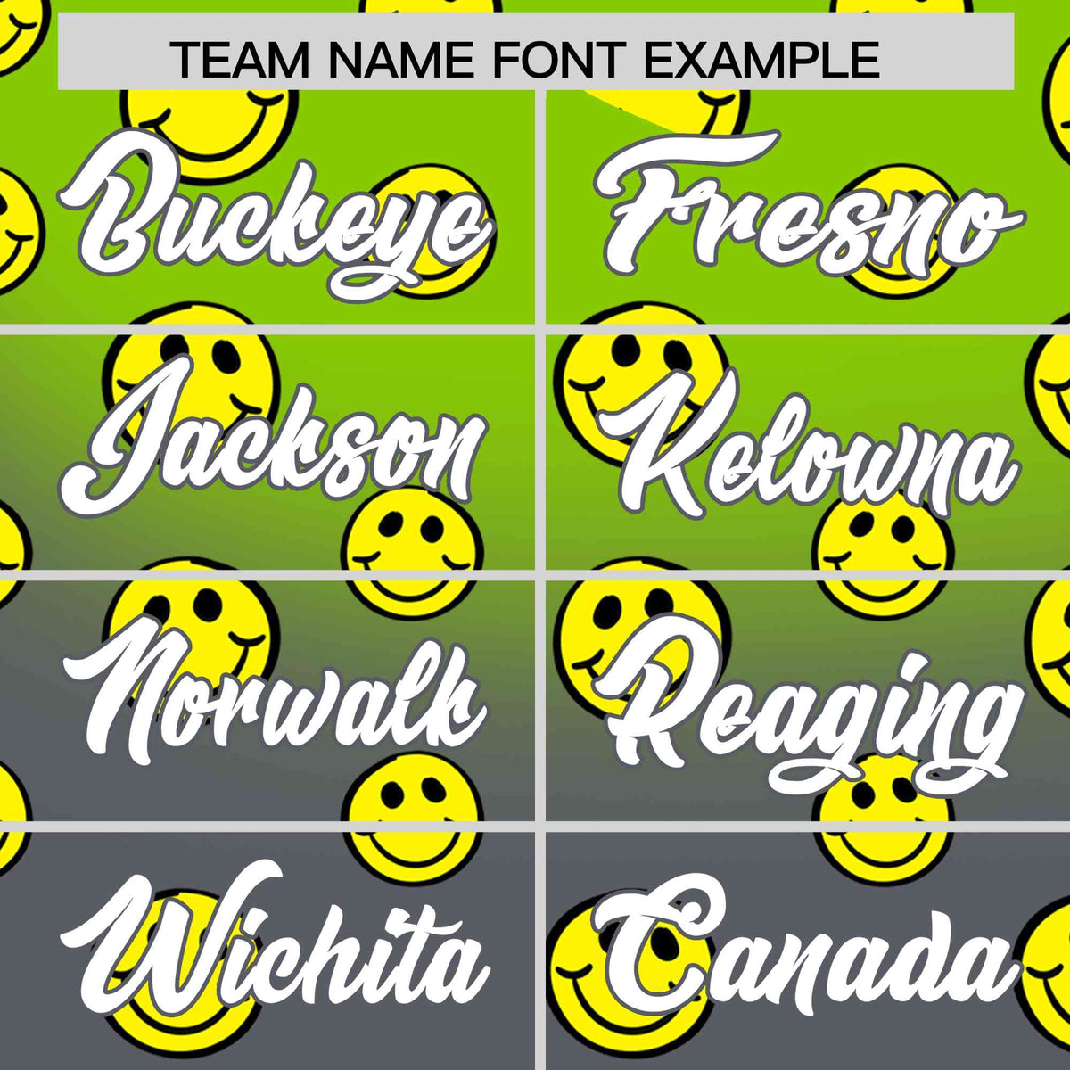 Custom Neon Green Dark Gray Graffiti Gradient Pattern Authentic Smile Baseball Jersey