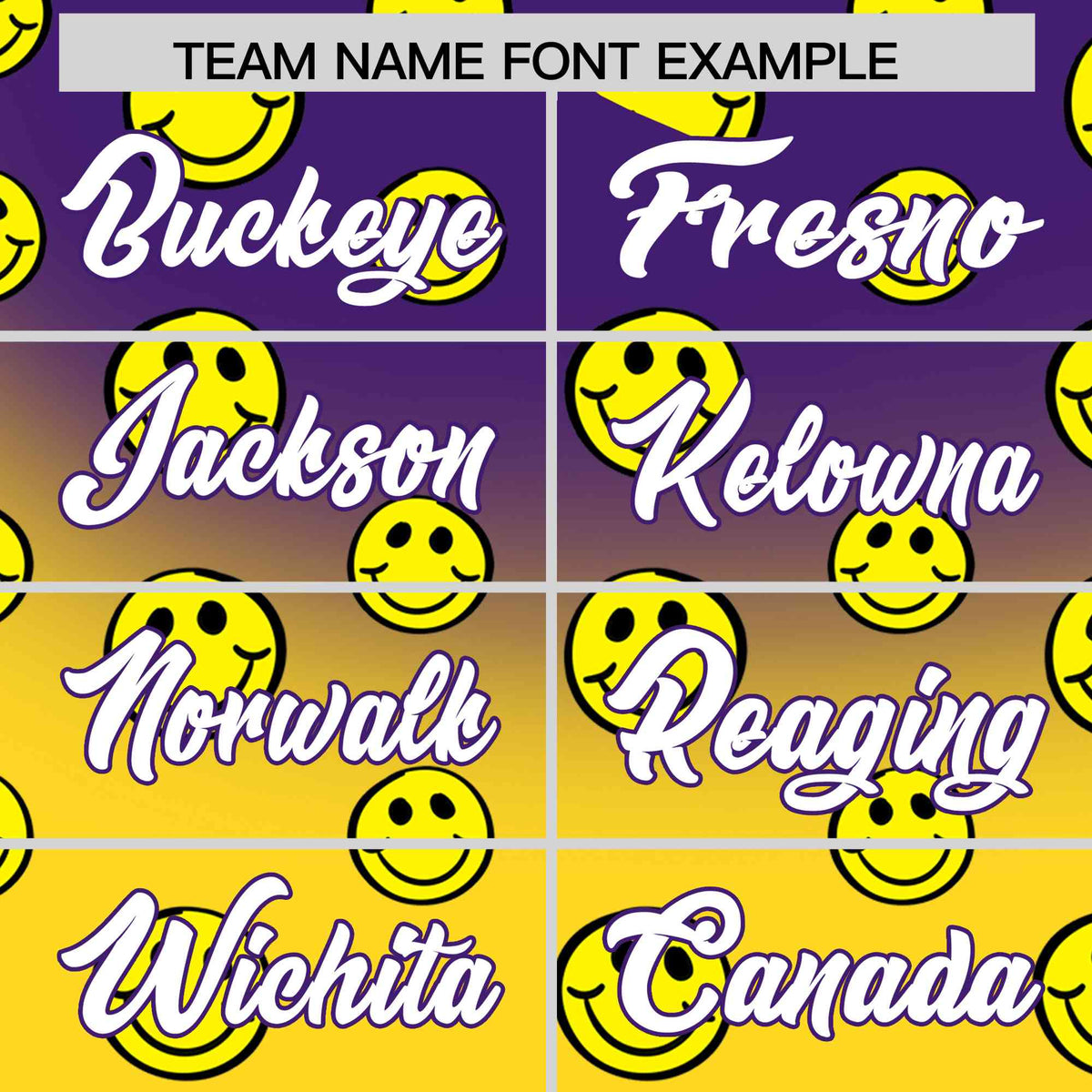 Custom Purple Gold Graffiti Gradient Pattern Authentic Smile Baseball Jersey