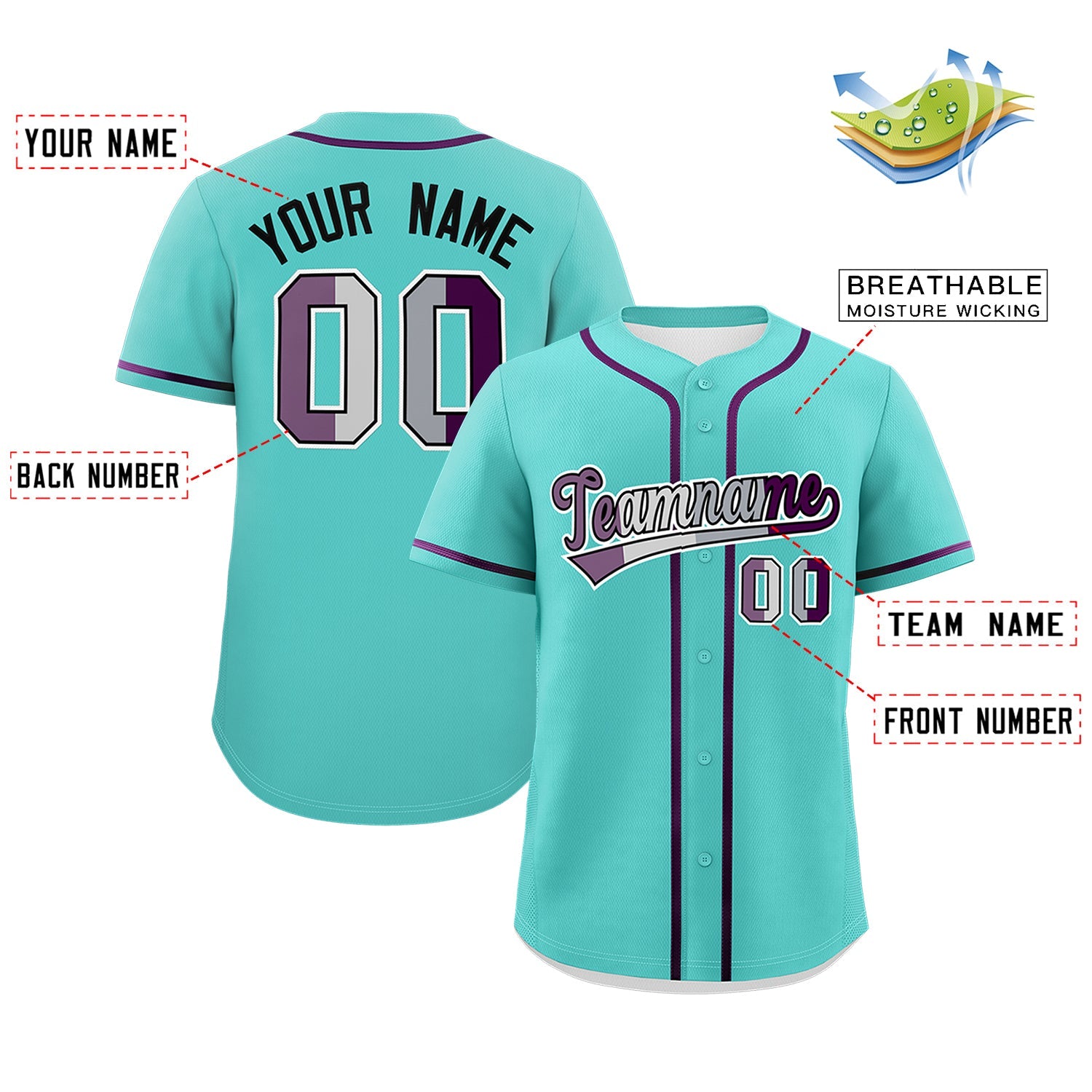 Custom Bright Green Purple Genderless For Pride Month Classic Style Baseball Jersey| KXKSHOP