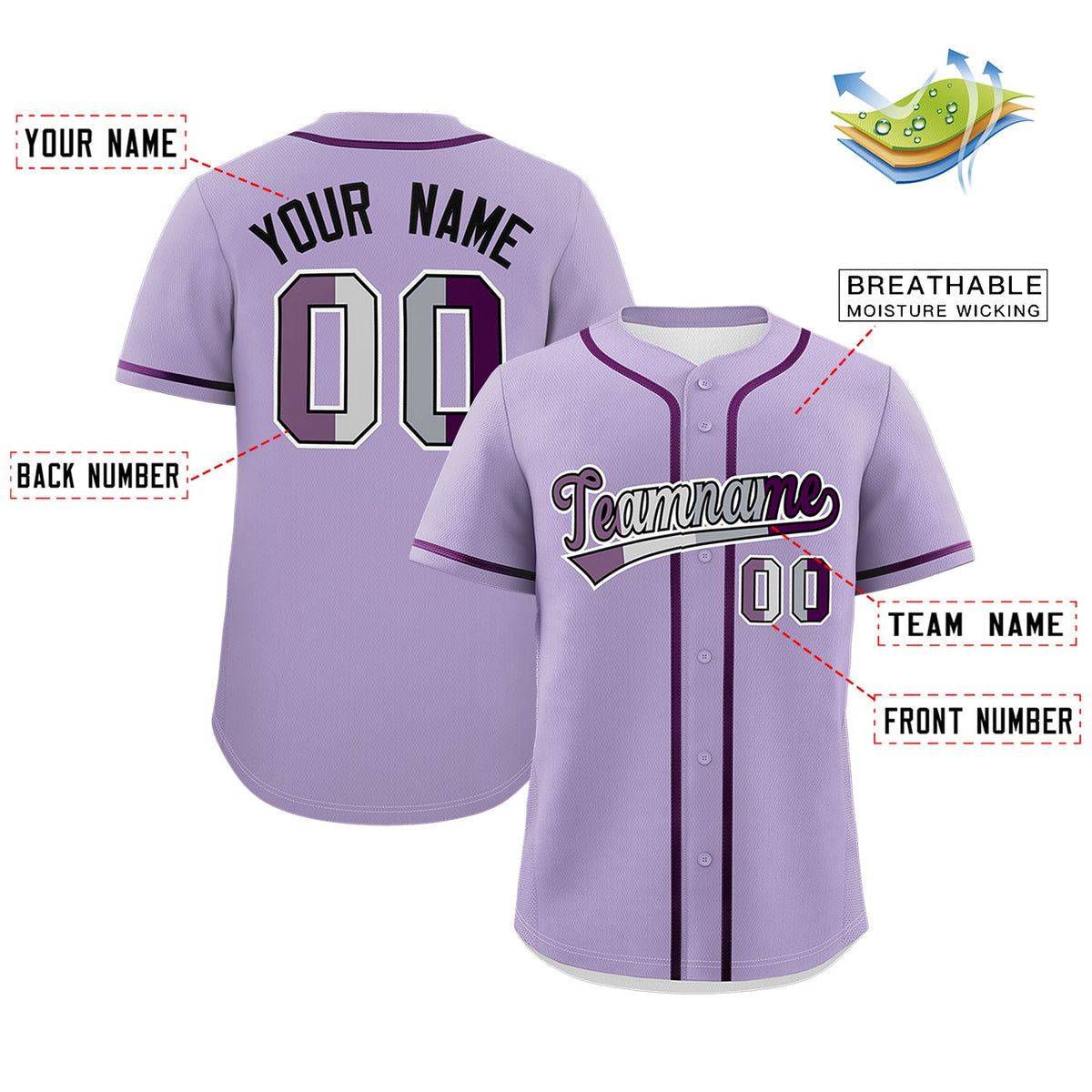 Custom Light Purple Purple Genderless For Pride Month Classic Style Baseball Jersey| KXKSHOP
