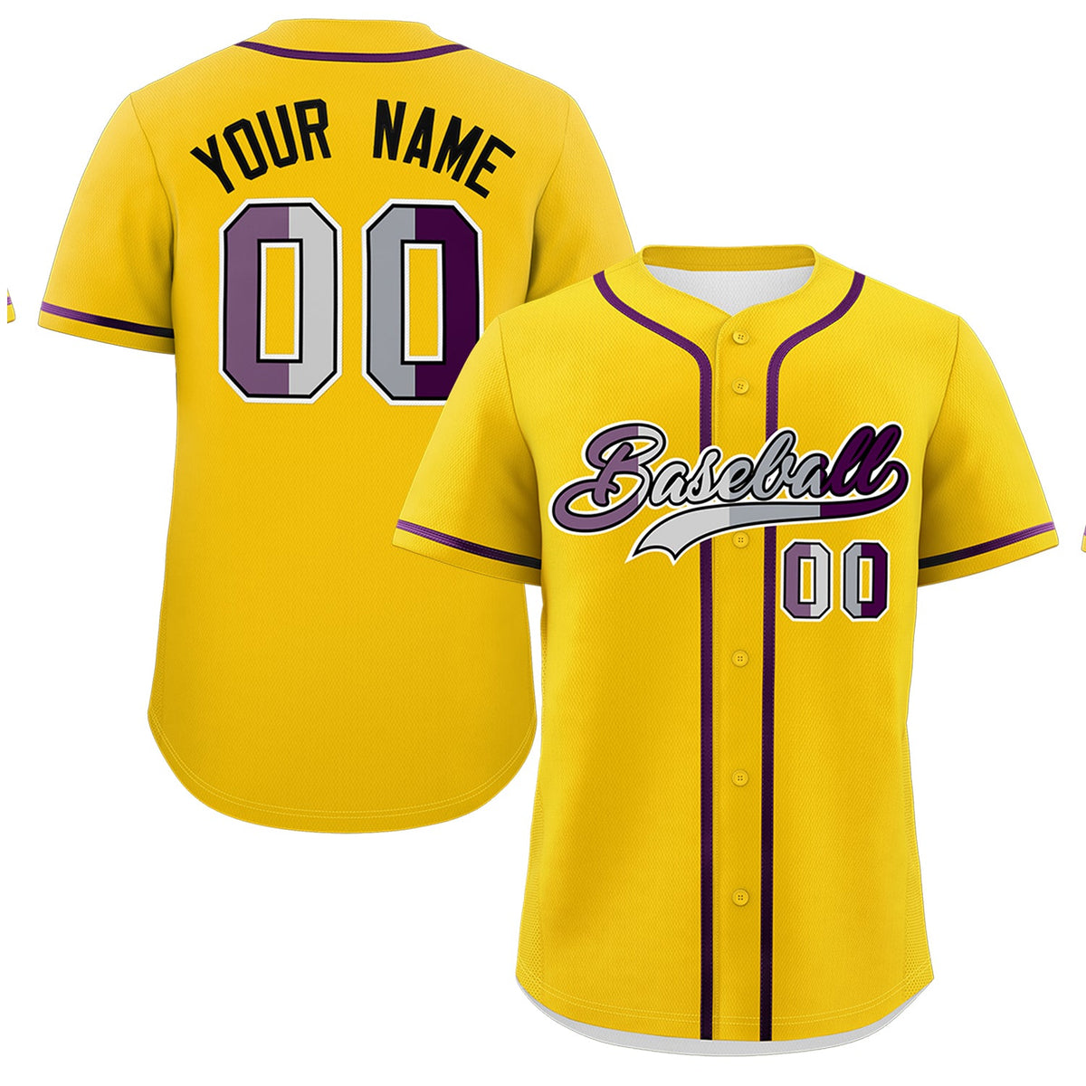 Custom Gold Purple Genderless For Pride Month Classic Style Baseball Jersey| KXKSHOP