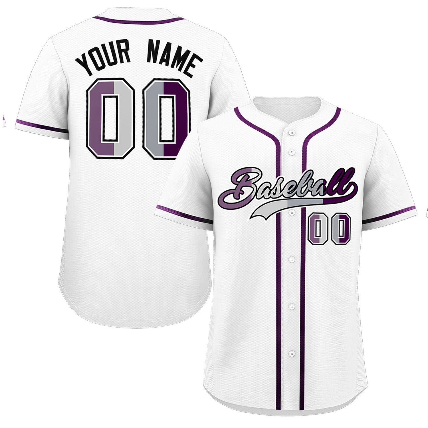 Custom White Purple Genderless For Pride Month Classic Style Baseball Jersey| KXKSHOP
