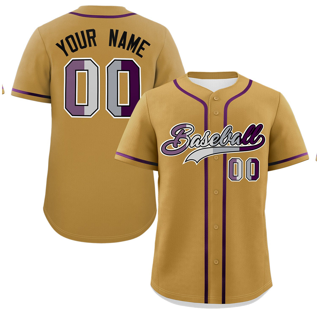 Custom Old Gold Purple Genderless For Pride Month Classic Style Baseball Jersey| KXKSHOP