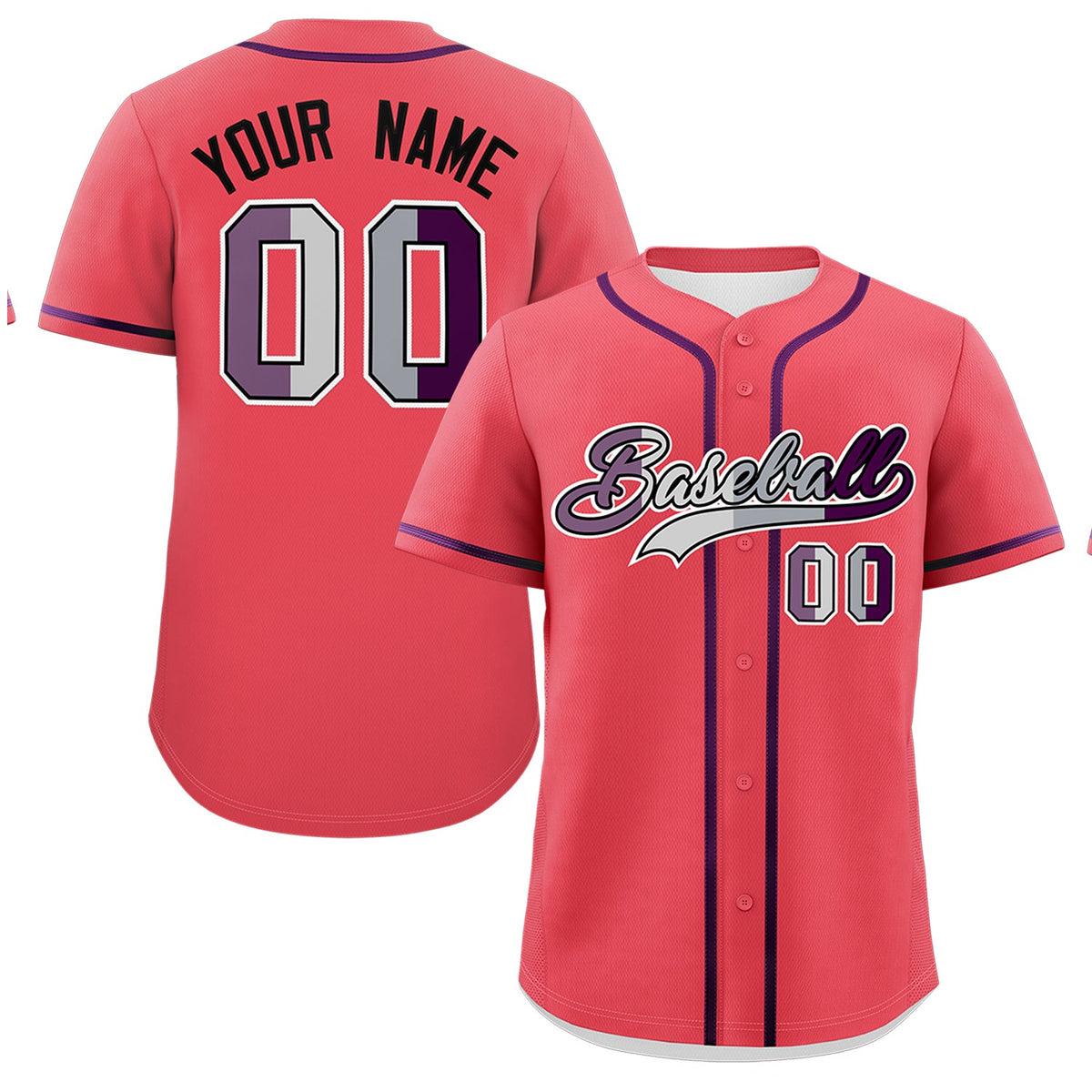 Custom Light Red Purple Genderless For Pride Month Classic Style Baseball Jersey| KXKSHOP