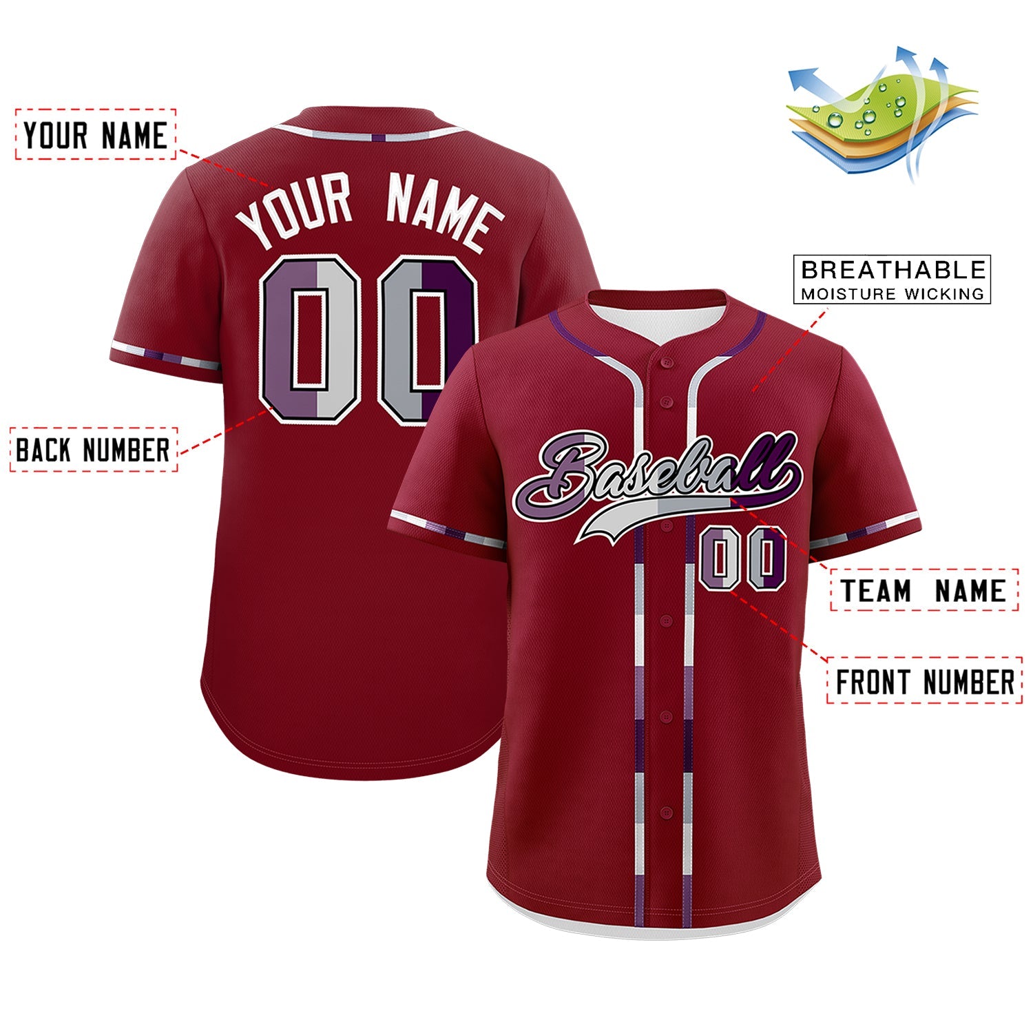 Custom Crimson Genderless For Pride Month Classic Style Baseball Jersey| KXKSHOP