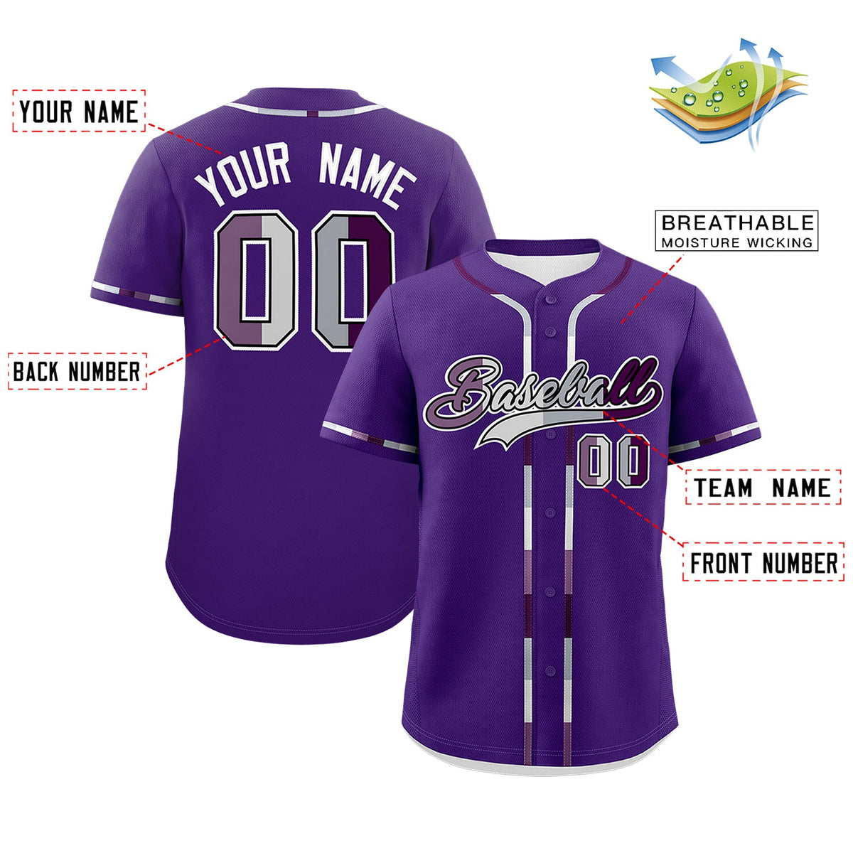 Custom Purple Genderless For Pride Month Classic Style Baseball Jersey| KXKSHOP