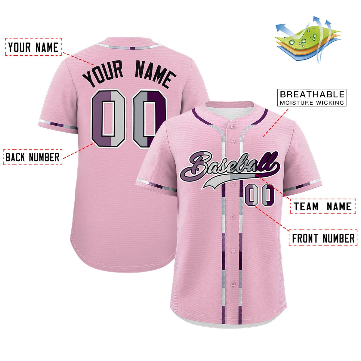Custom Light Pink Genderless For Pride Month Classic Style Baseball Jersey| KXKSHOP