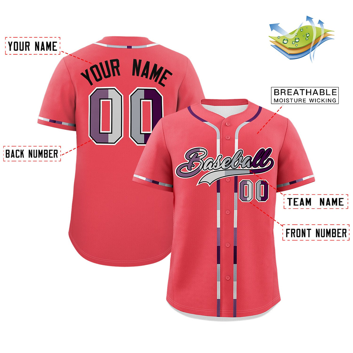 Custom Light Red Genderless For Pride Month Classic Style Baseball Jersey| KXKSHOP