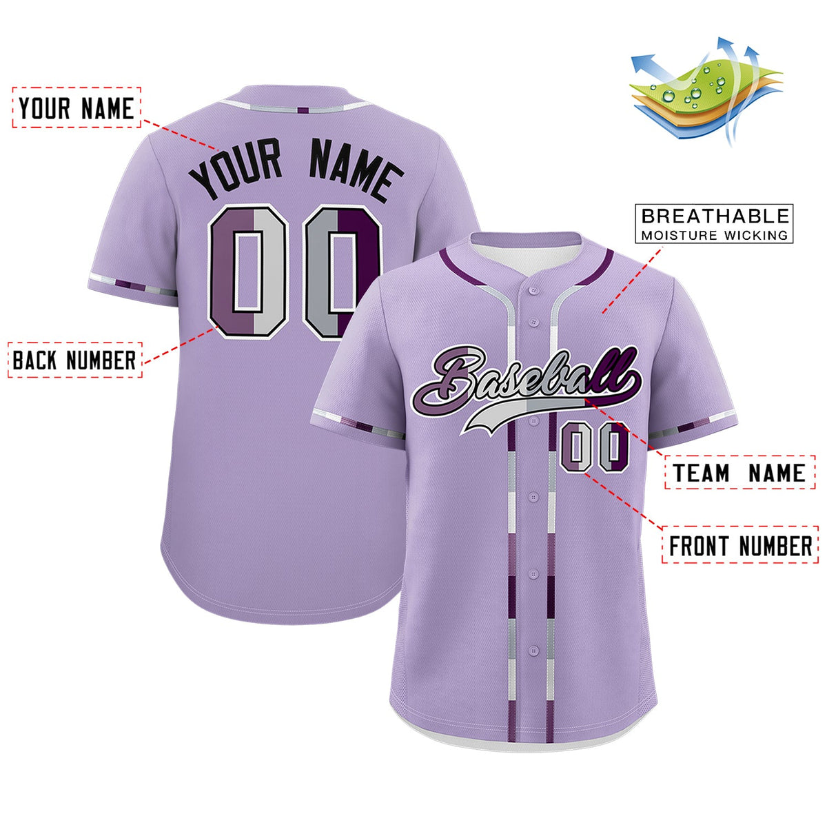 Custom Light Purple Genderless For Pride Month Classic Style Baseball Jersey| KXKSHOP