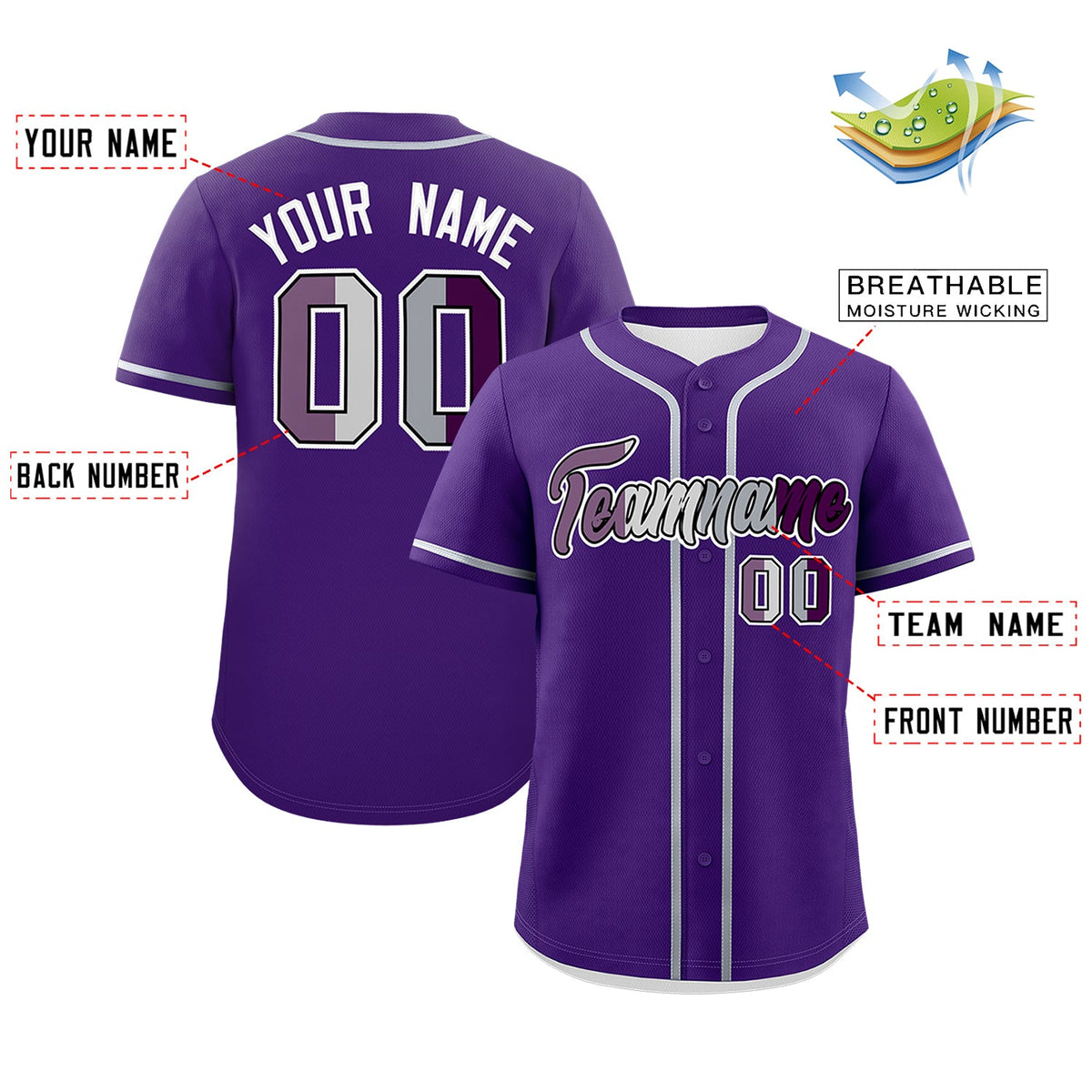Custom Purple Gray White Genderless For Pride Month Classic Style Baseball Jersey| KXKSHOP