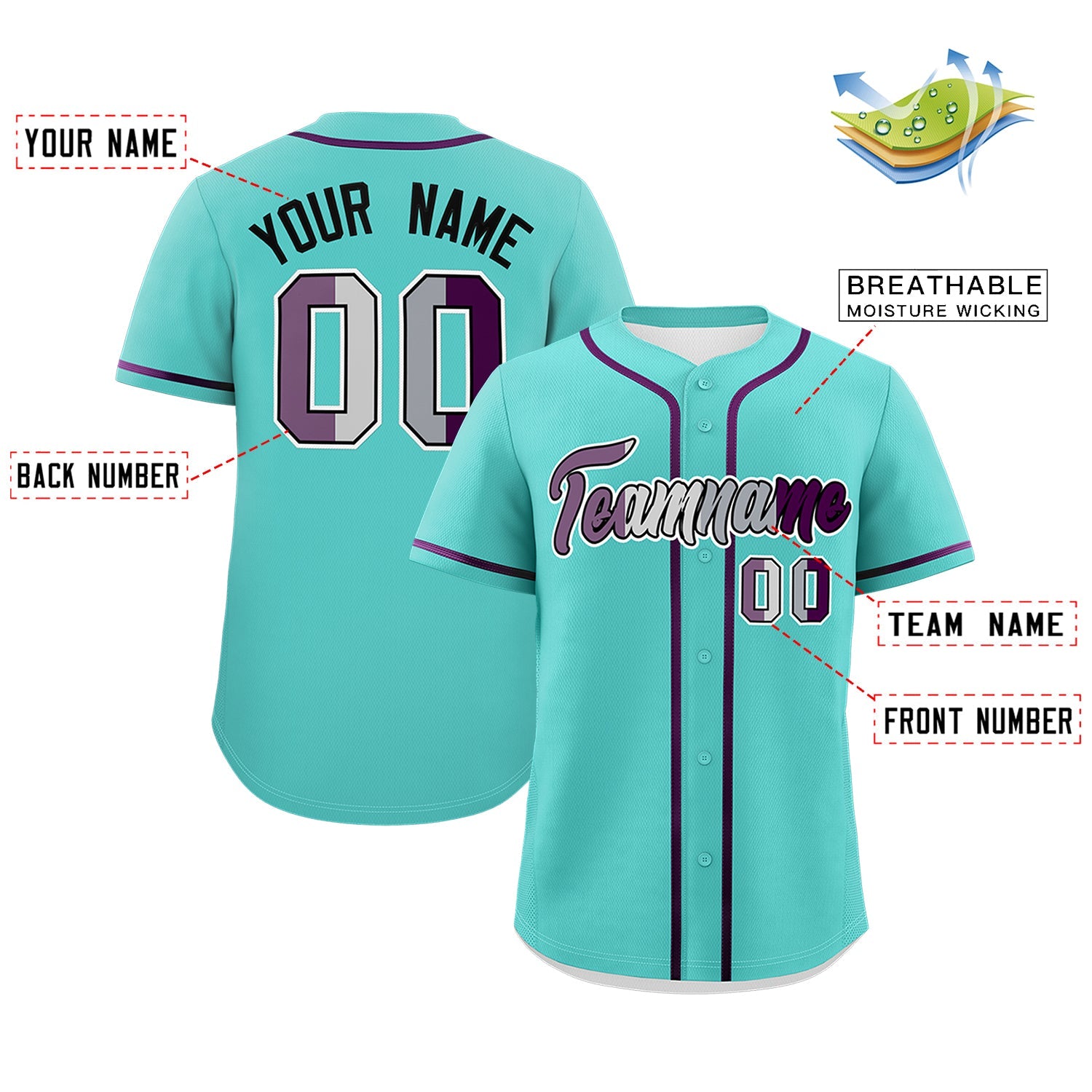 Custom Bright Green Purple Genderless For Pride Month Classic Style Baseball Jersey| KXKSHOP