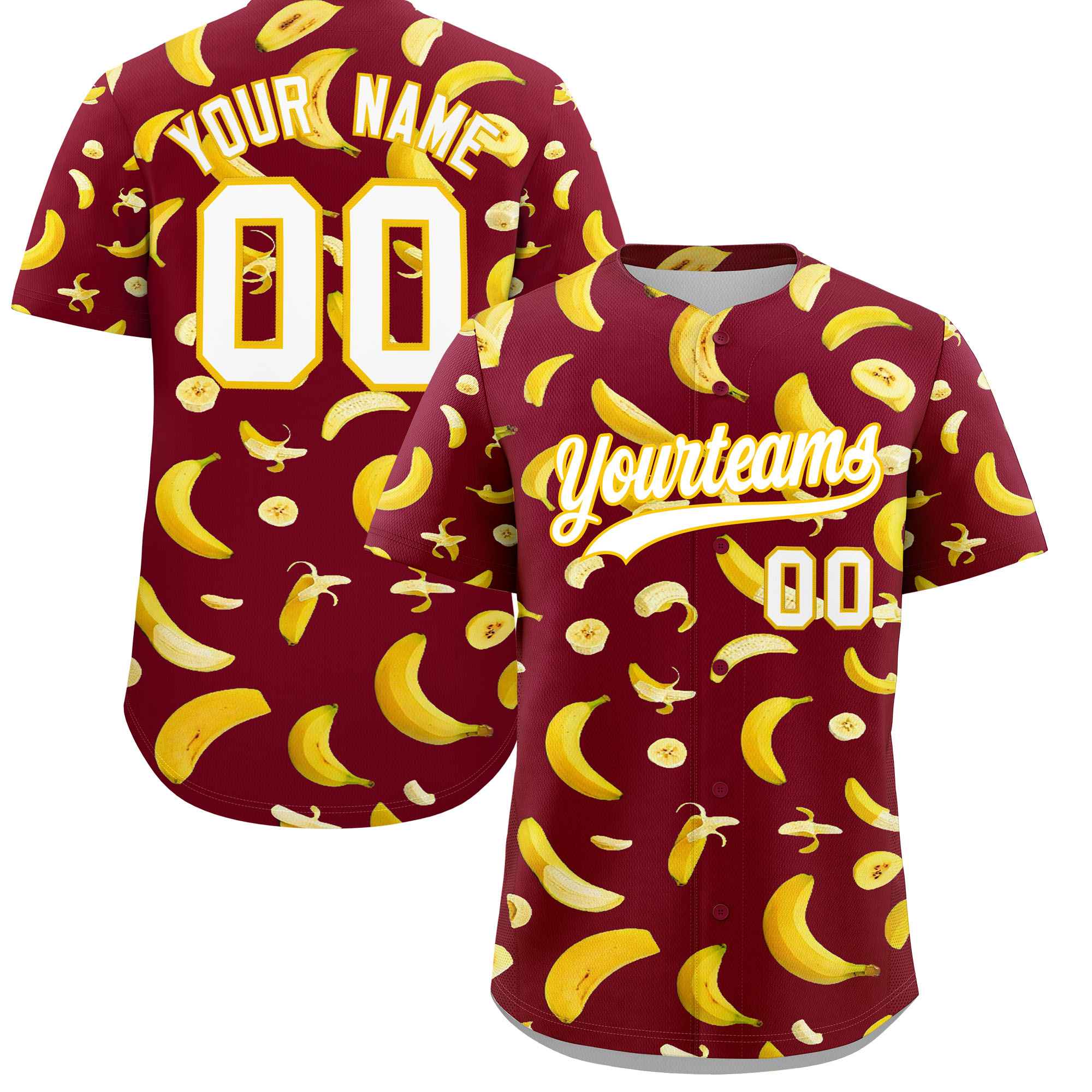 Custom Crimson Banana Graffiti Pattern Fashion Authentic Baseball Jersey | Graffiti Pattern | Embroidery&Dye-sublimation printing | KXKSHOP