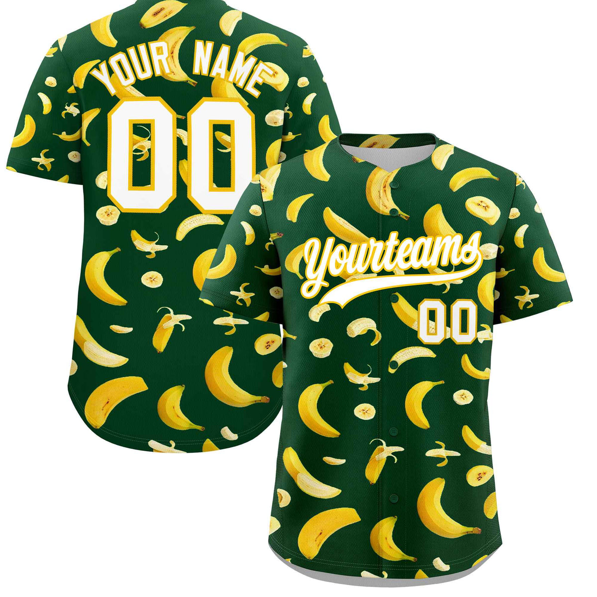 Custom Green Banana Graffiti Pattern Fashion Authentic Baseball Jersey | Graffiti Pattern | Embroidery&amp;Dye-sublimation printing | KXKSHOP